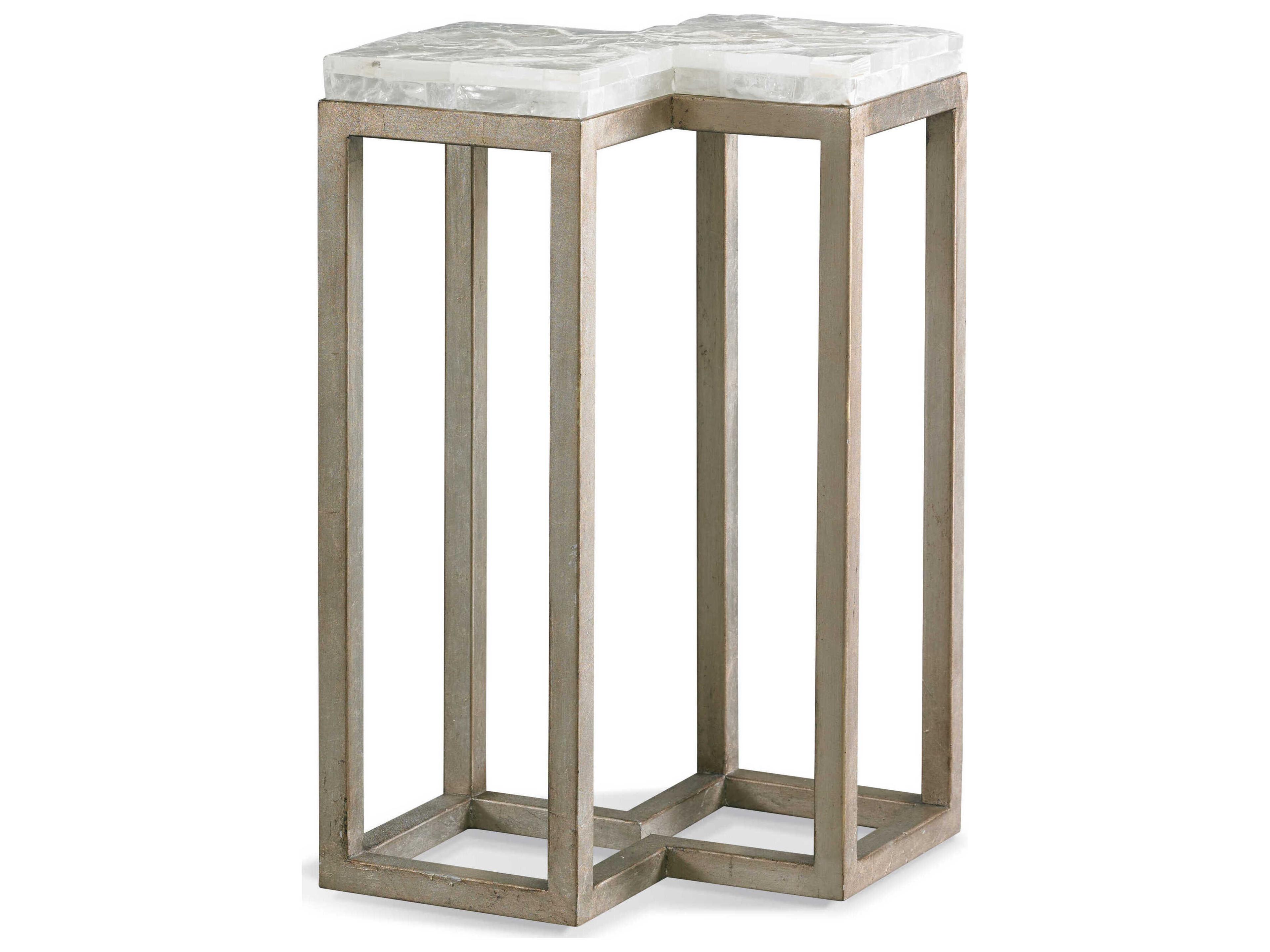 Sherrill Occasional Infinity Gypsum Stone Platinum Leaf Cube Table
