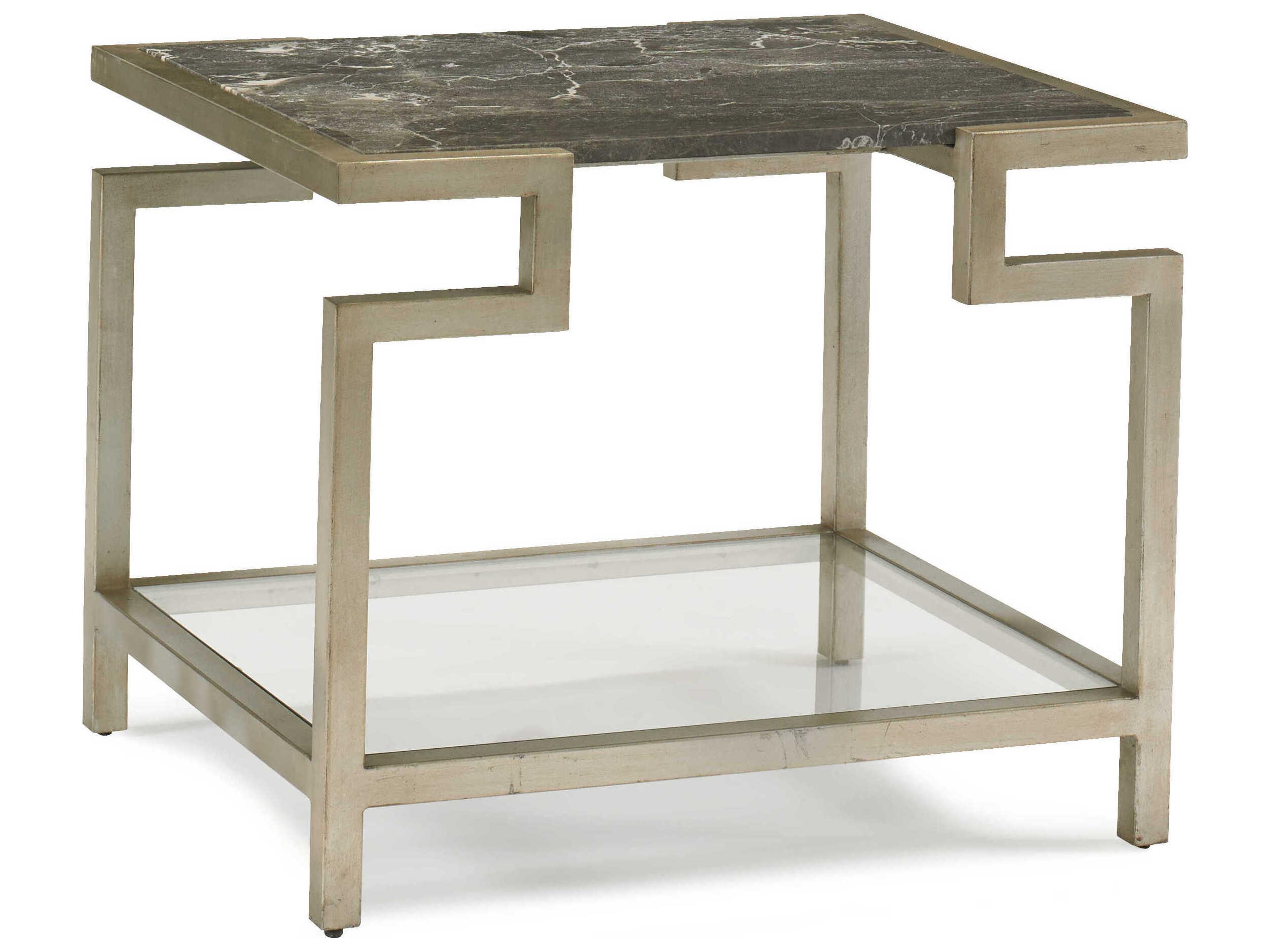 Sherrill Occasional Masterpiece Rectangular Glass Infinito Champagne Gold End Table