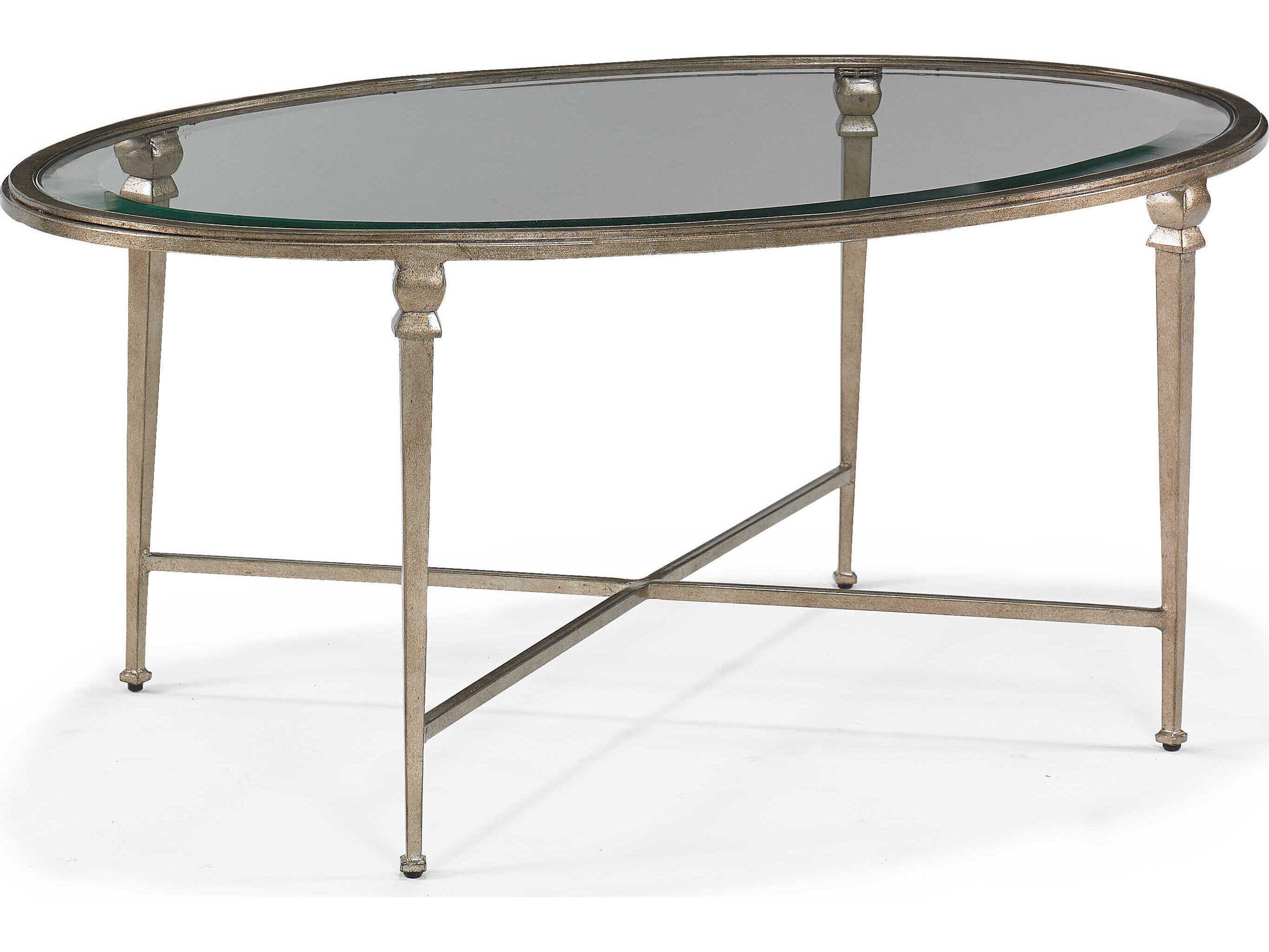 Sherrill Occasional Diego Oval Glass Aged Platinum Cocktail Table