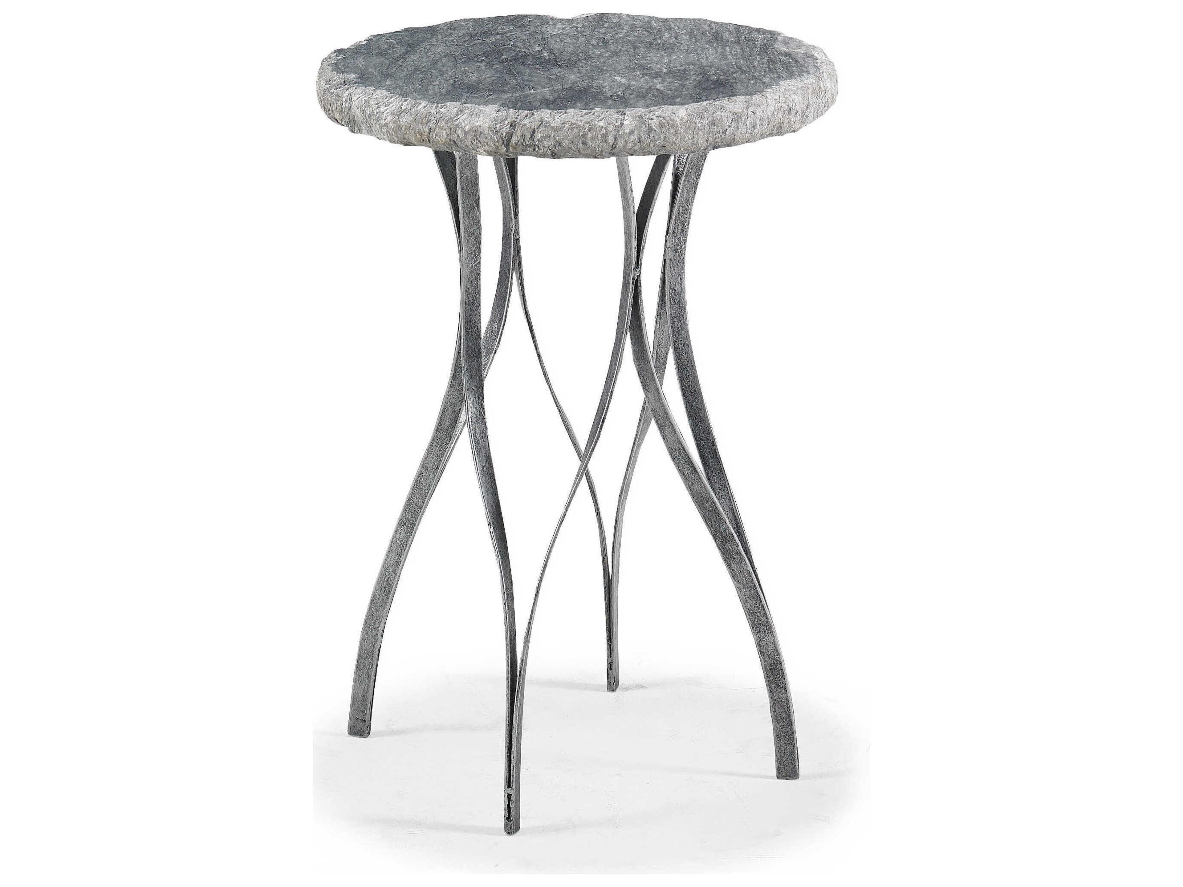 Sherrill Occasional Masterpiece Round Marble Black Island Grey Spot Table