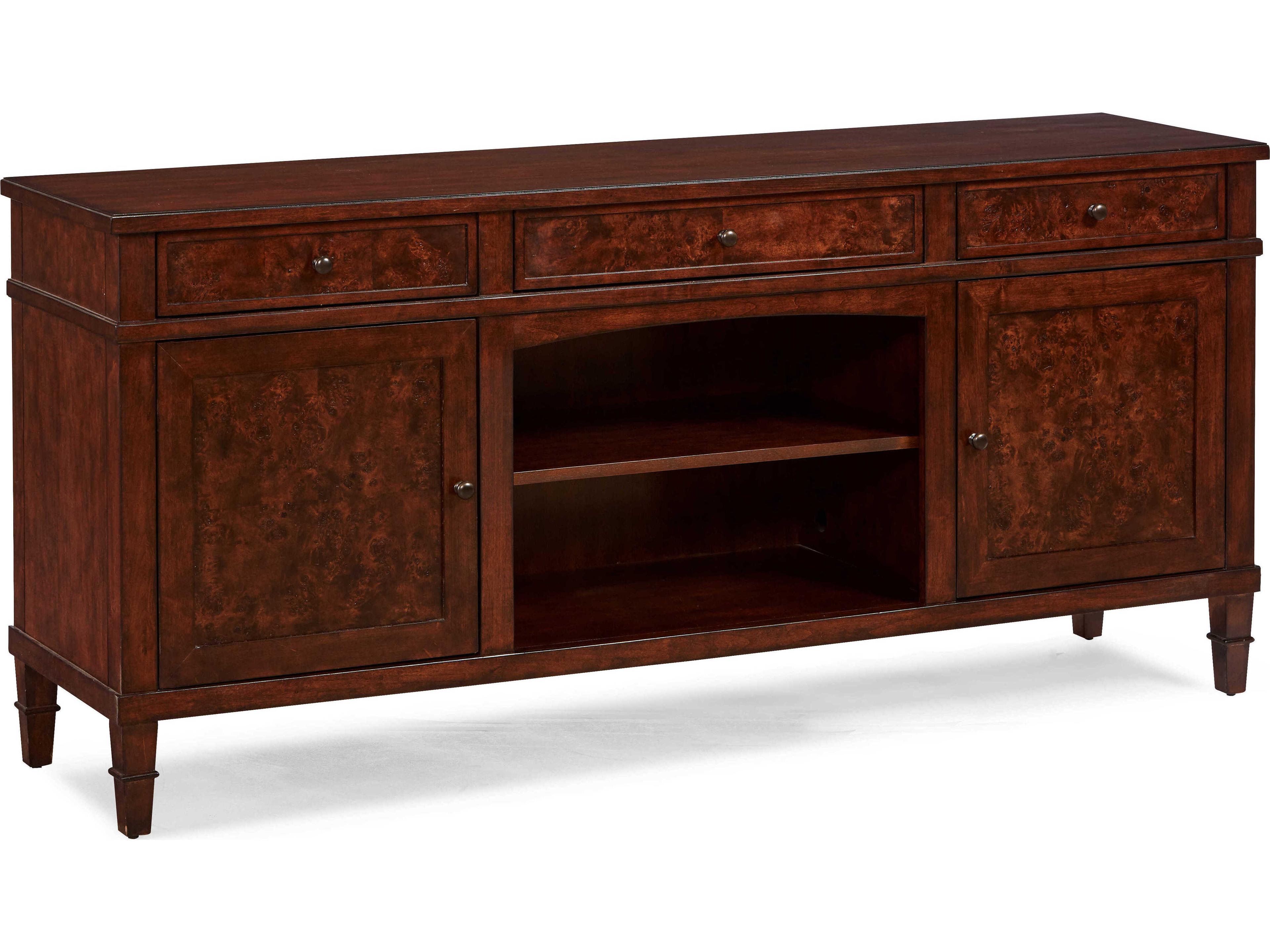 Sherrill Occasional Kinsey Rectangular Wood Mappa Burl Media Console Table