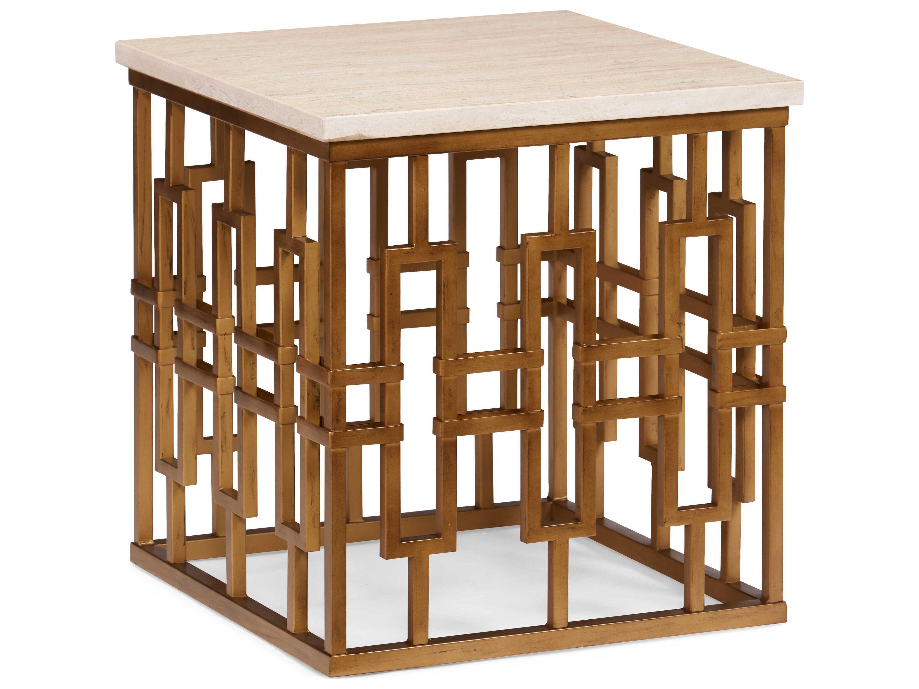 Sherrill Occasional Infinity Chicklet Square Metal Gold End Table