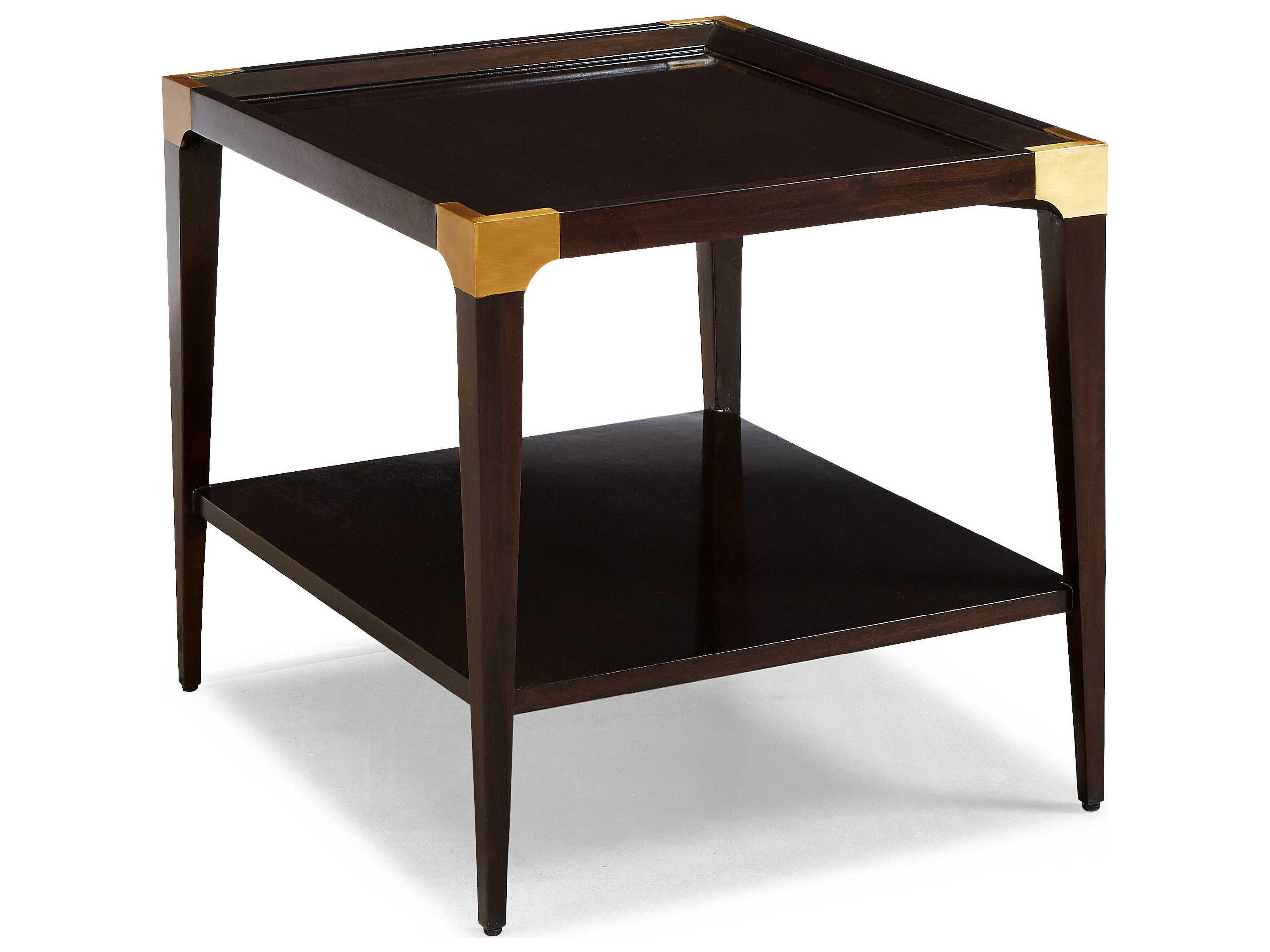 Sherrill Occasional Addison Rectangular Wood Mocha Antique Brass End Table