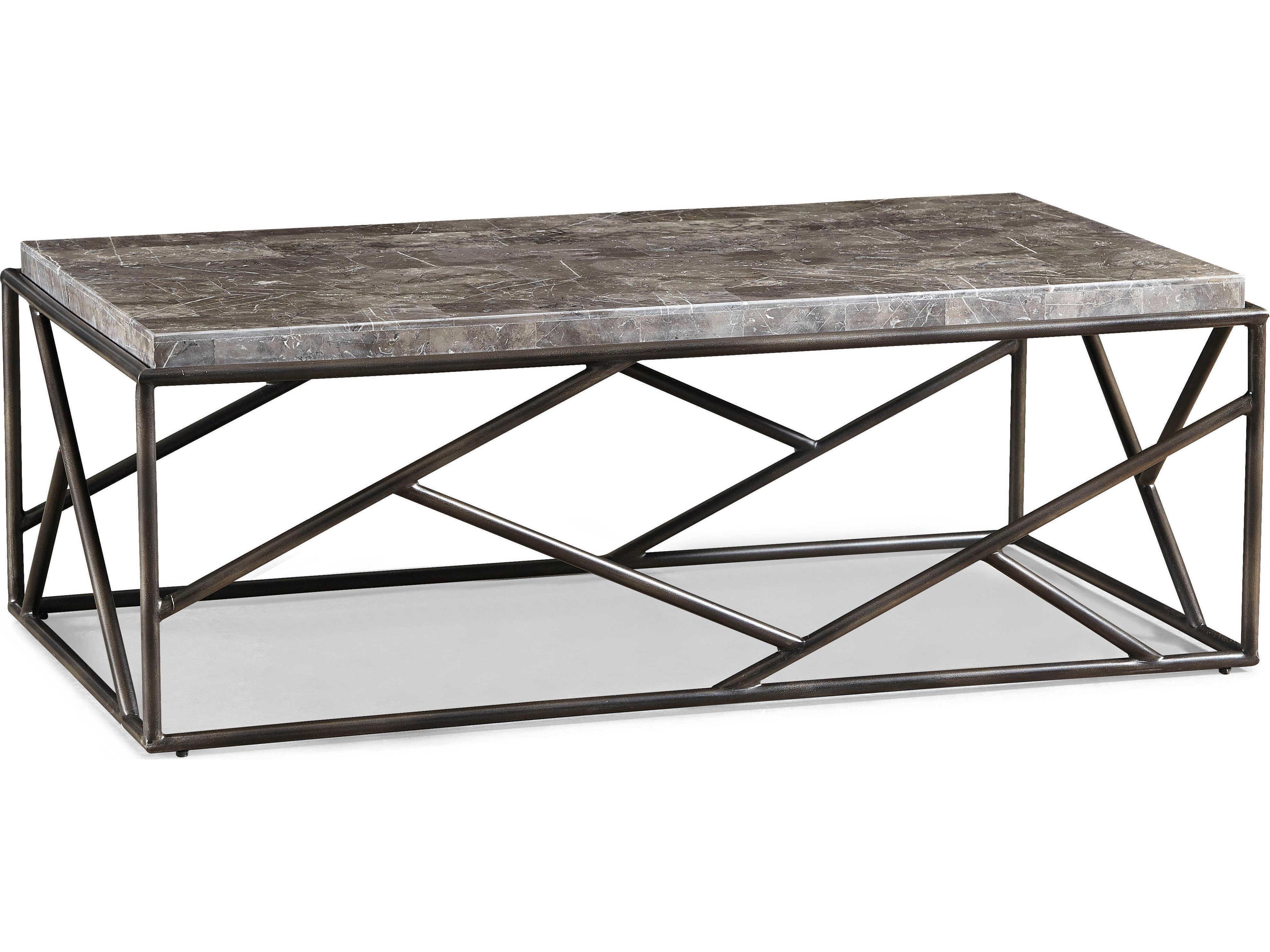 Sherrill Occasional Cullet Rectangular Marble Gunmetal Cocktail Table