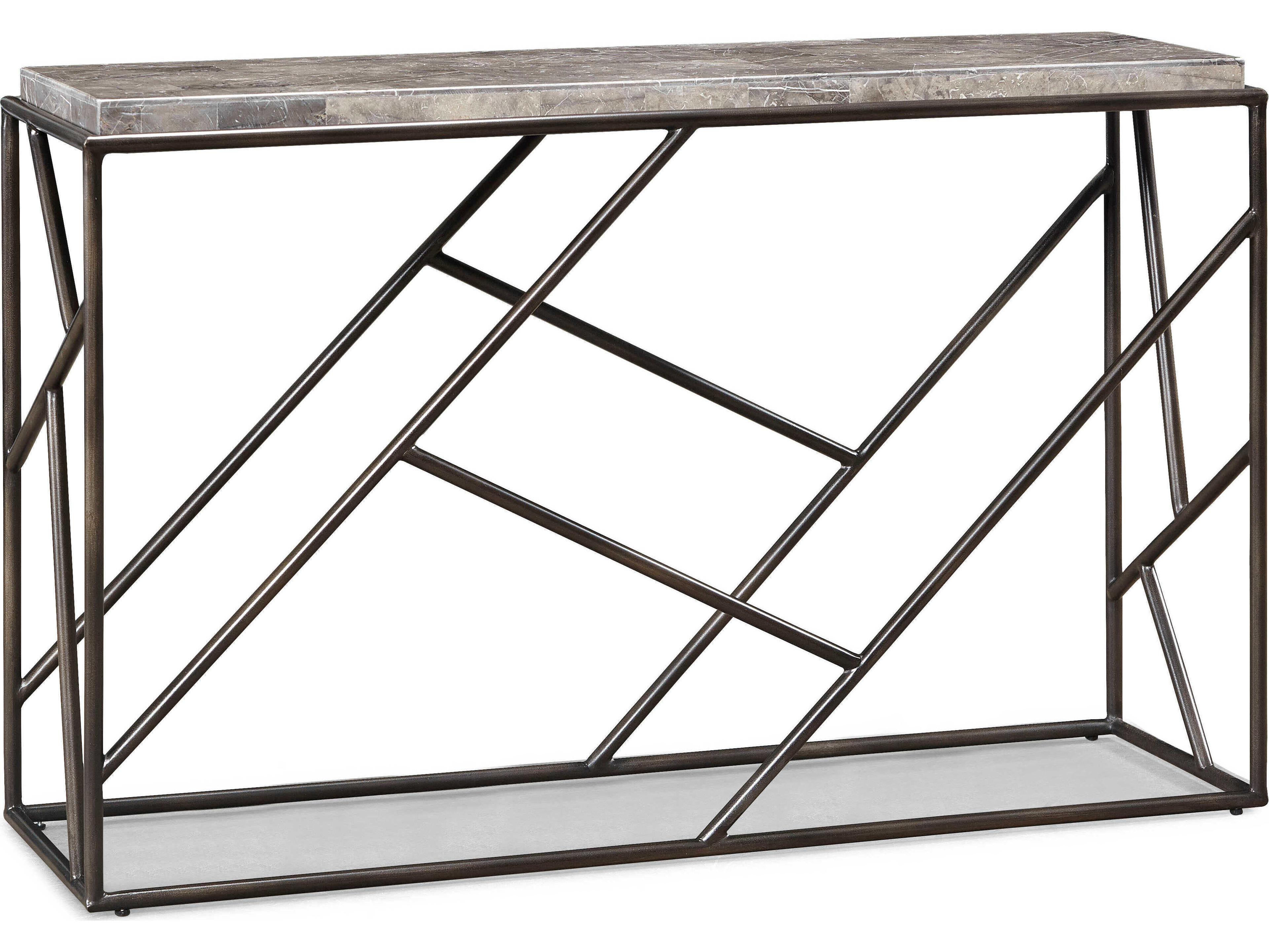 Sherrill Occasional Cullet Rectangular Marble Gunmetal Console Table