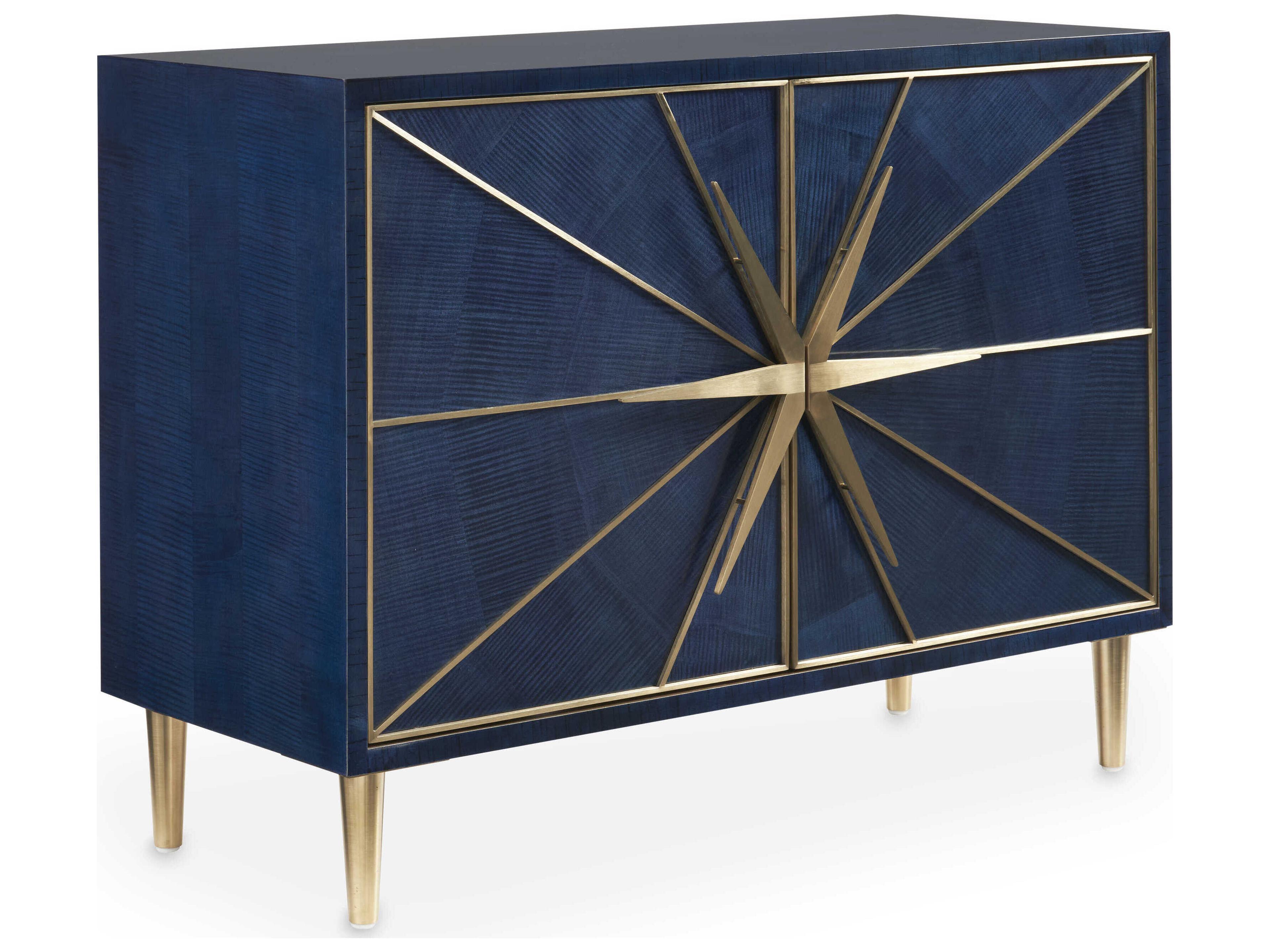 Sherrill Occasional Voyage Maison Sapphire Sapphire Blue Gold Hardwood Accent Chest