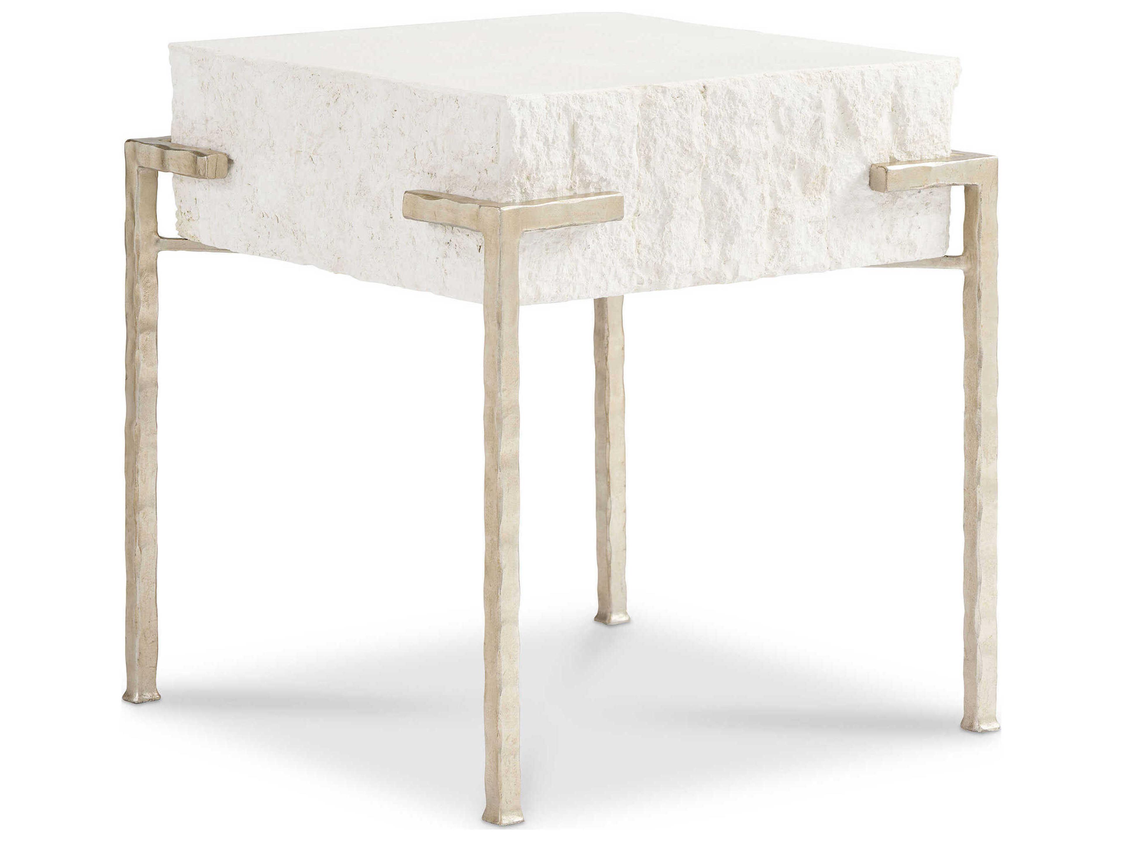 Sherrill Occasional Voyage Maison Milani Square Stone Champagne White End Table