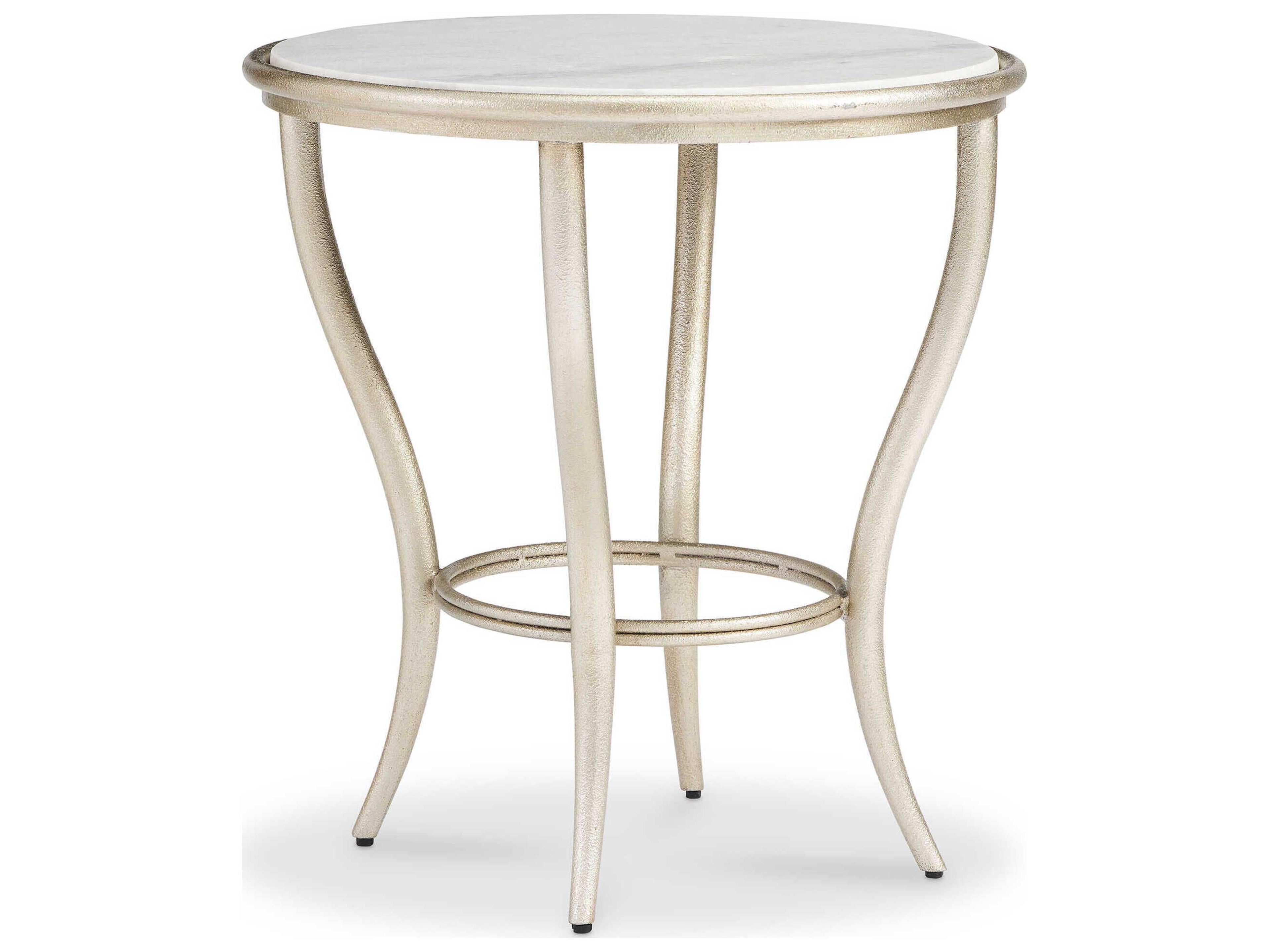 Sherrill Occasional Voyage Maison Lena Round Marble Champagne White Lamp Table