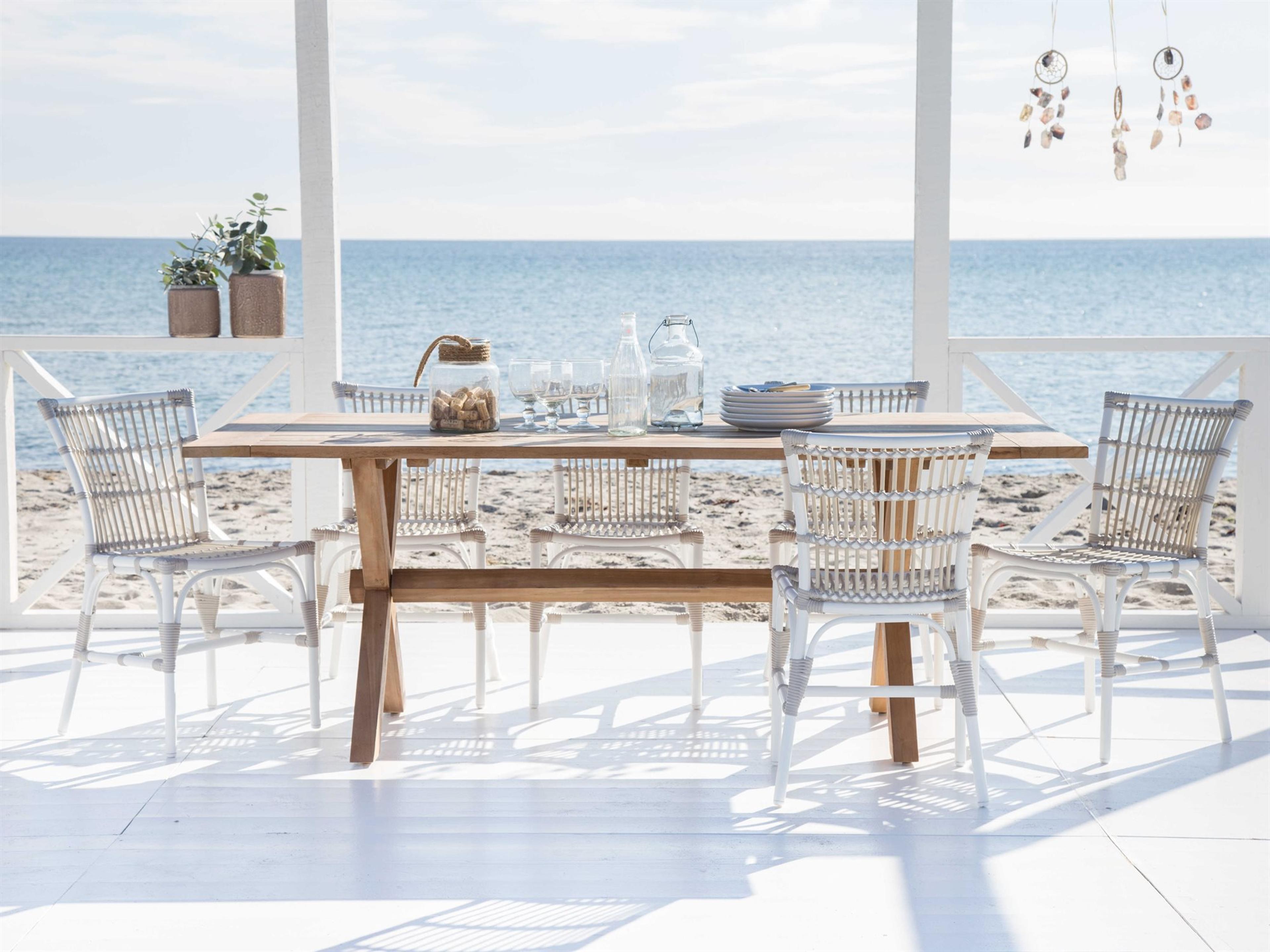 Sika Design Exterior Aluminum Dove White Elisabeth Outdoor Patio Dining Set