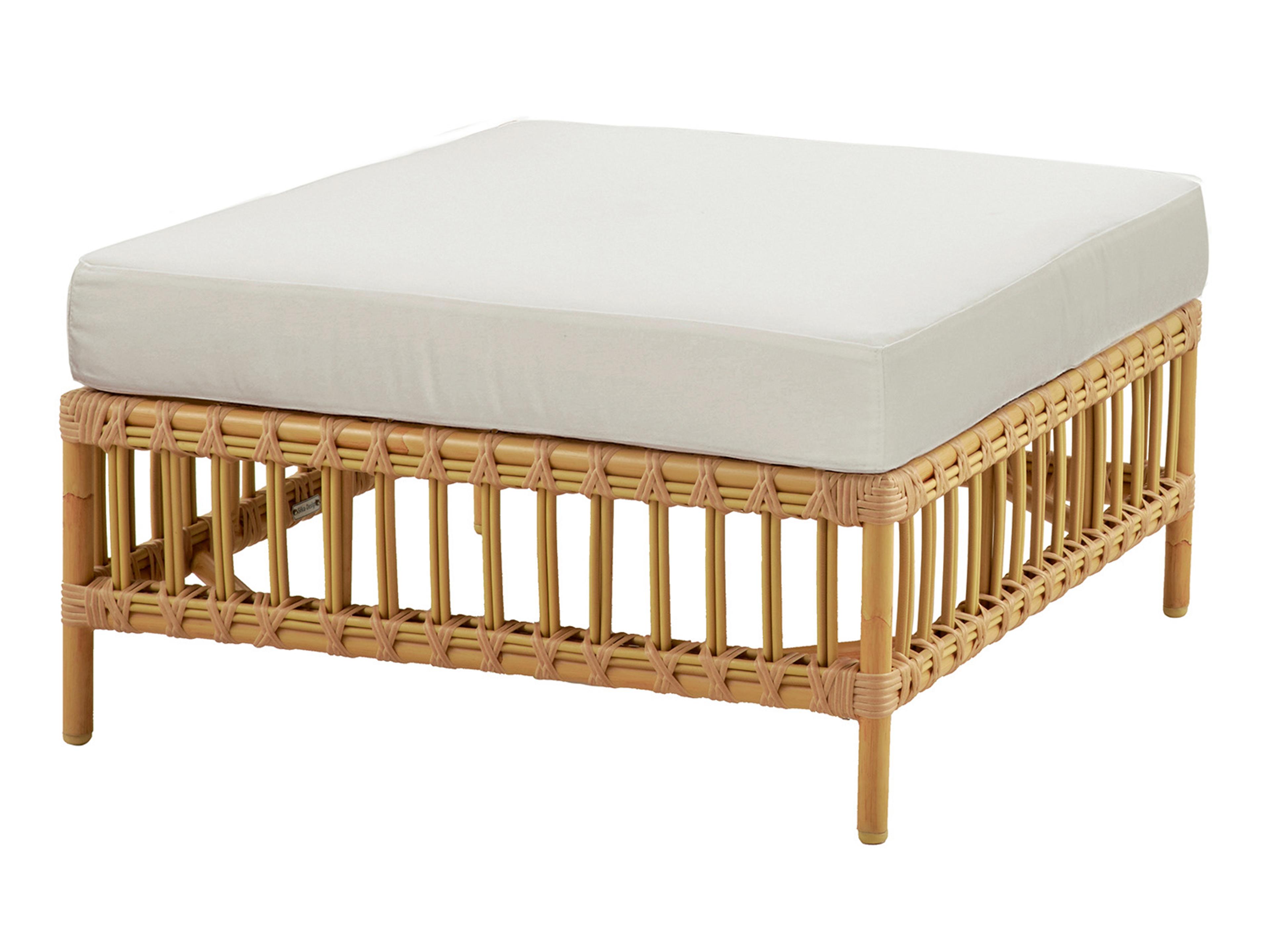 Sika Design Exterior Aluminum Natural, Tempotest Canvas White Cushion Ottoman