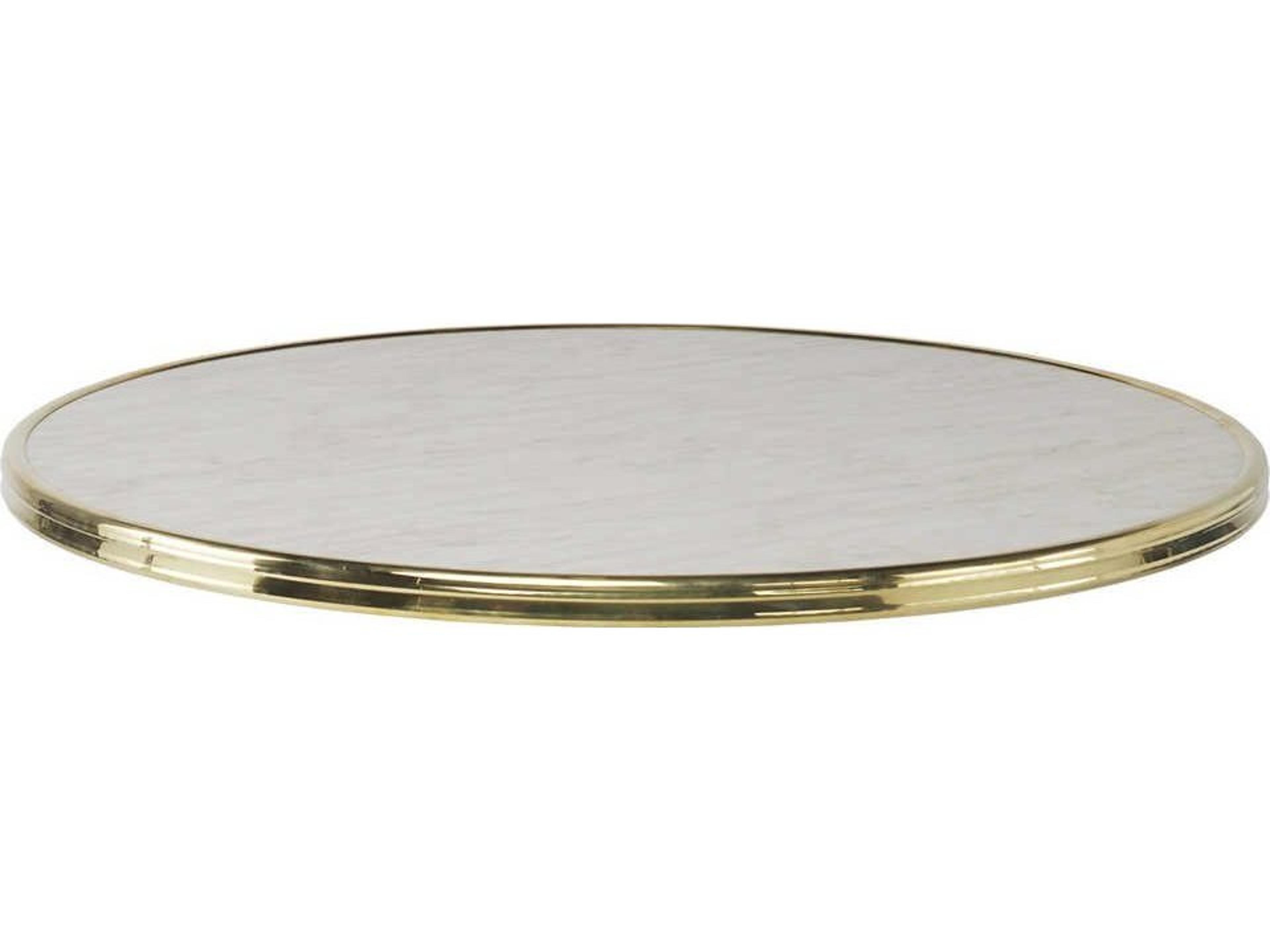 Sika Design Alu Affaire Brass Strapping Genoa Round Faux Marble Laminate French Cafe Table Top