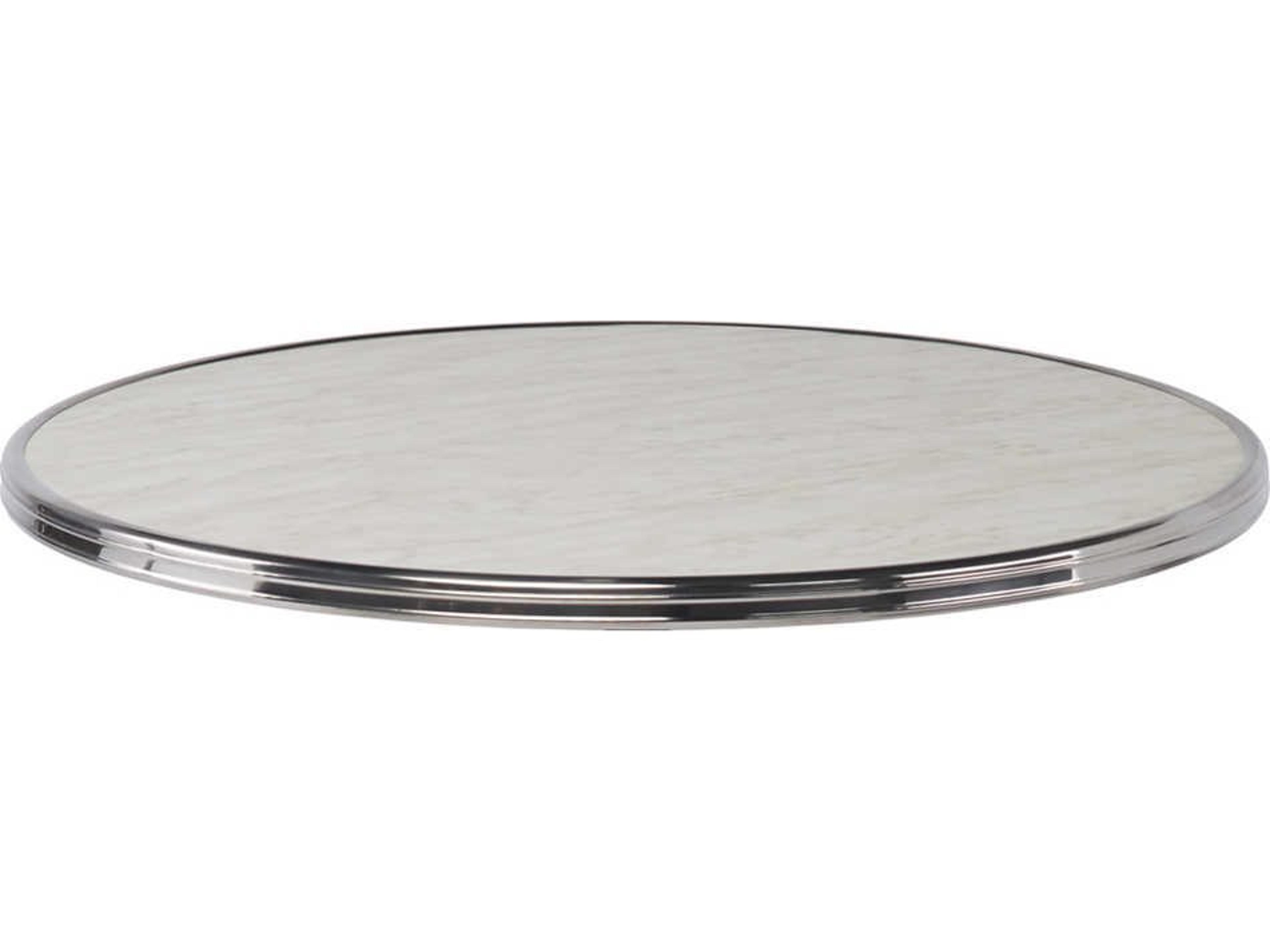 Sika Design Alu Affaire Chrome Strapping Genoa Round Faux Marble Laminate Table Top
