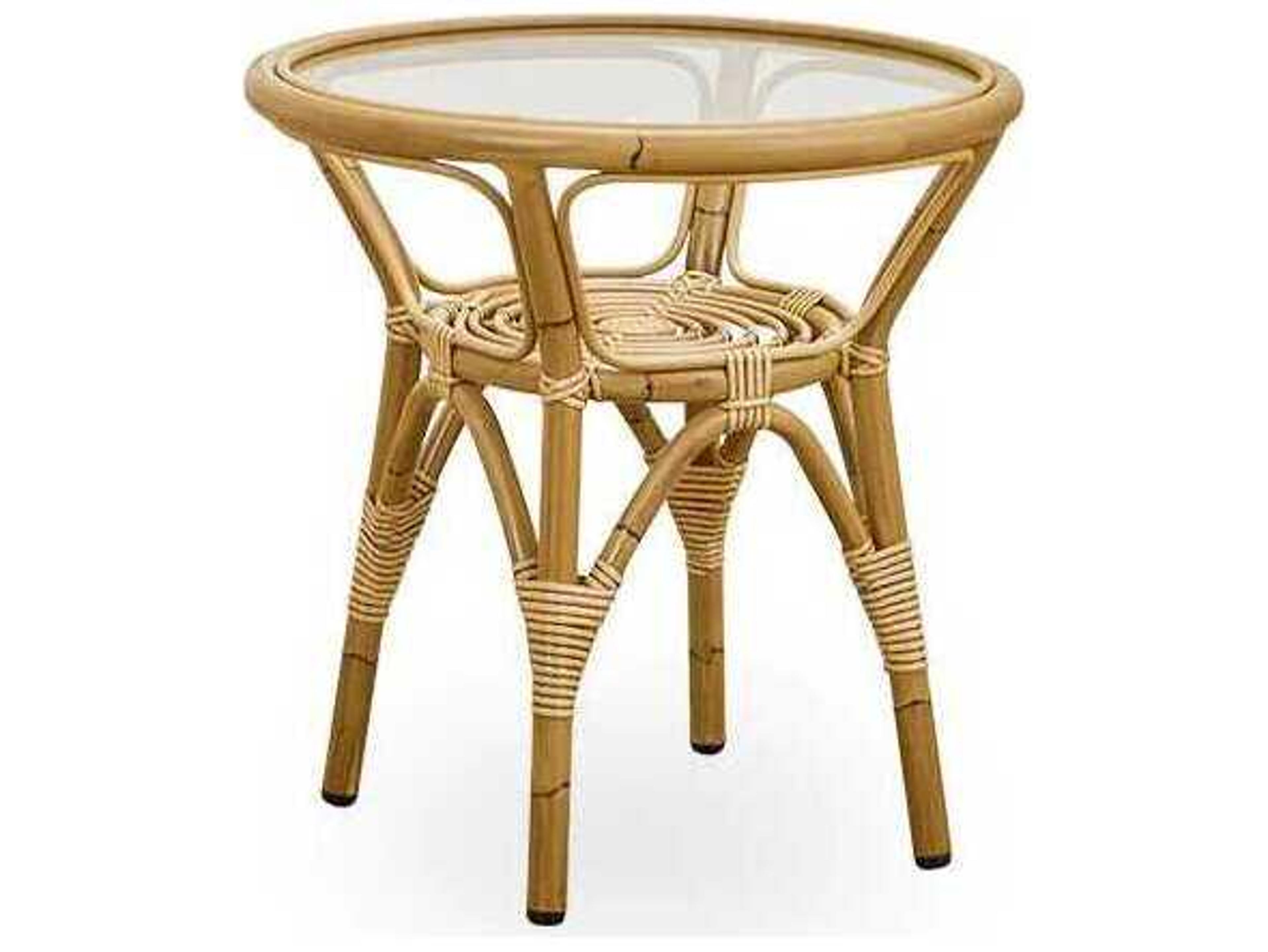 Sika Design Exterior Alumium Rattan Antique Tony Round Glass Top Patio End Table
