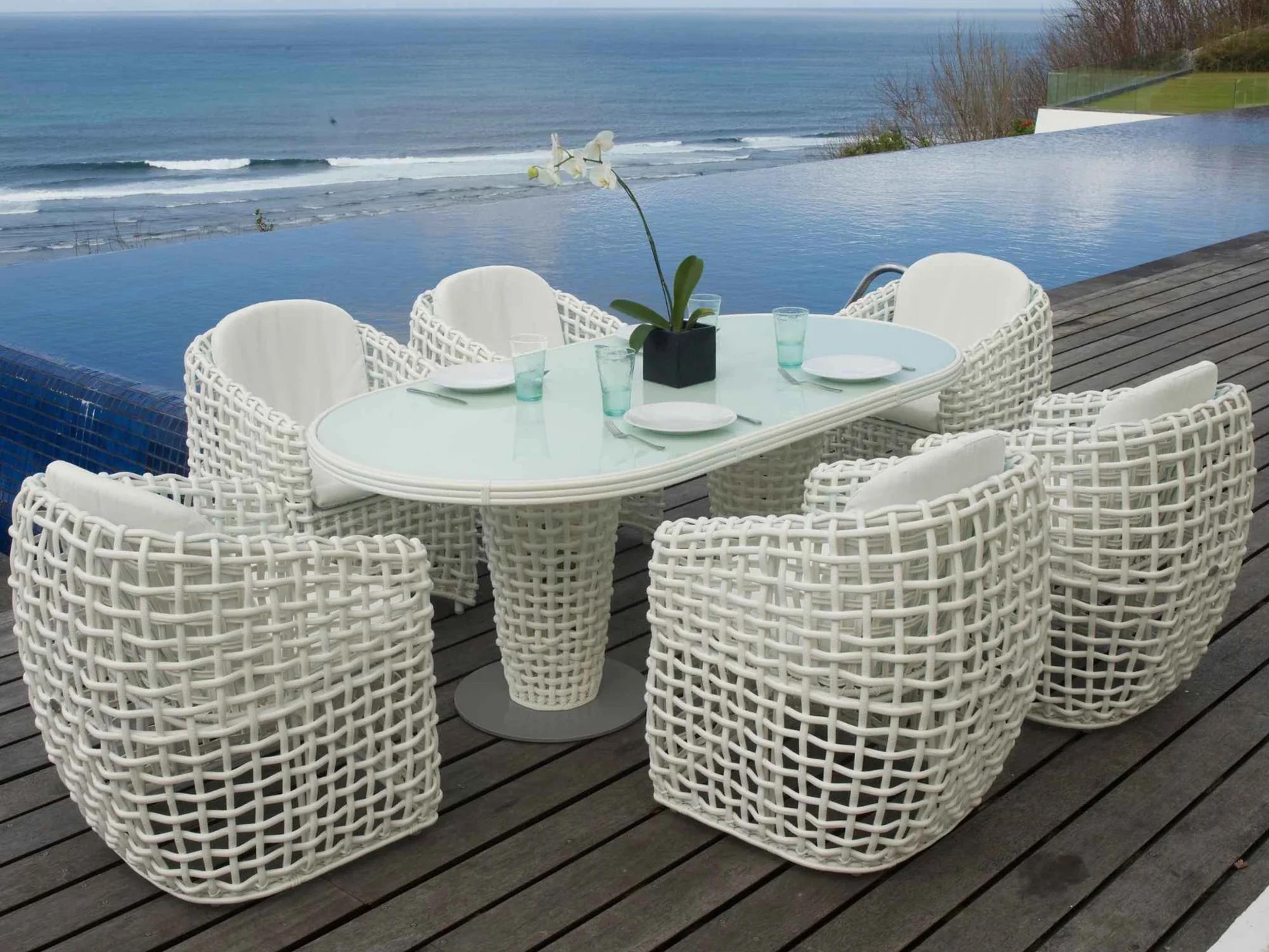 Skyline Design Dynasty White Mushroom Aluminum Dining Set