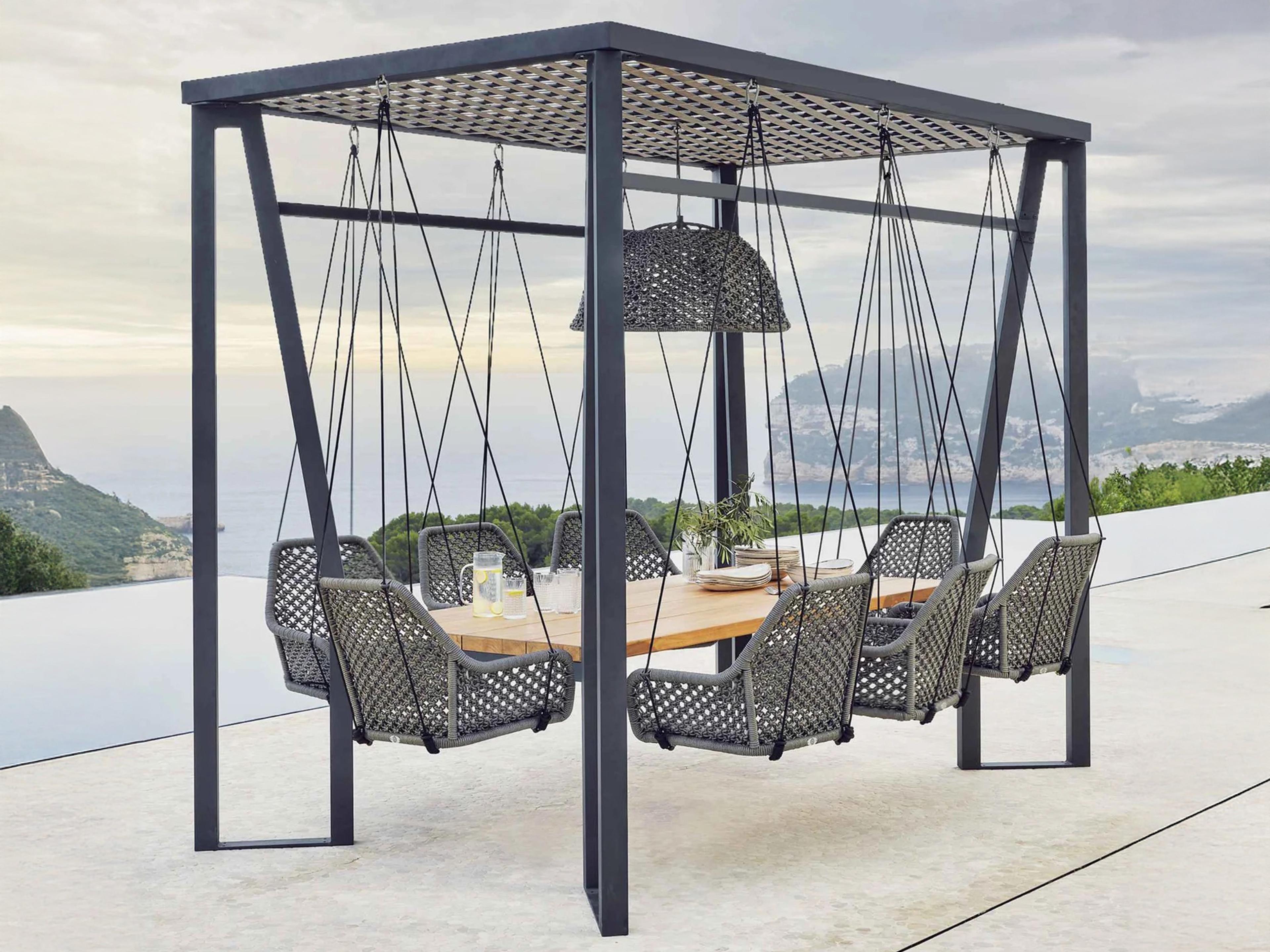 Skyline Design Horizon Carbon Matte Aluminum Dining Set
