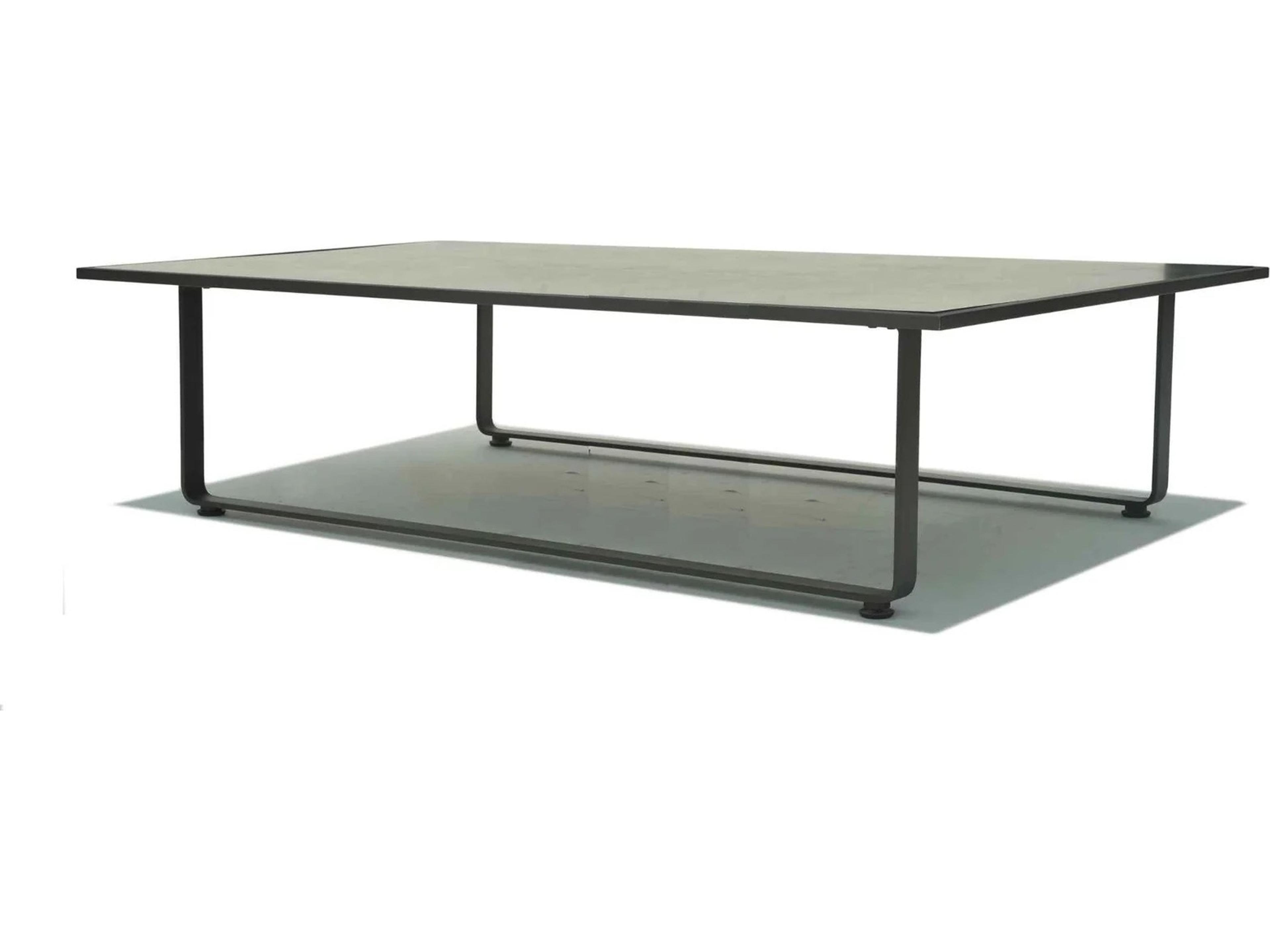 Skyline Design Horizon Dark Gray Strap Teak Arm Aluminum Rectangular Coffee Table