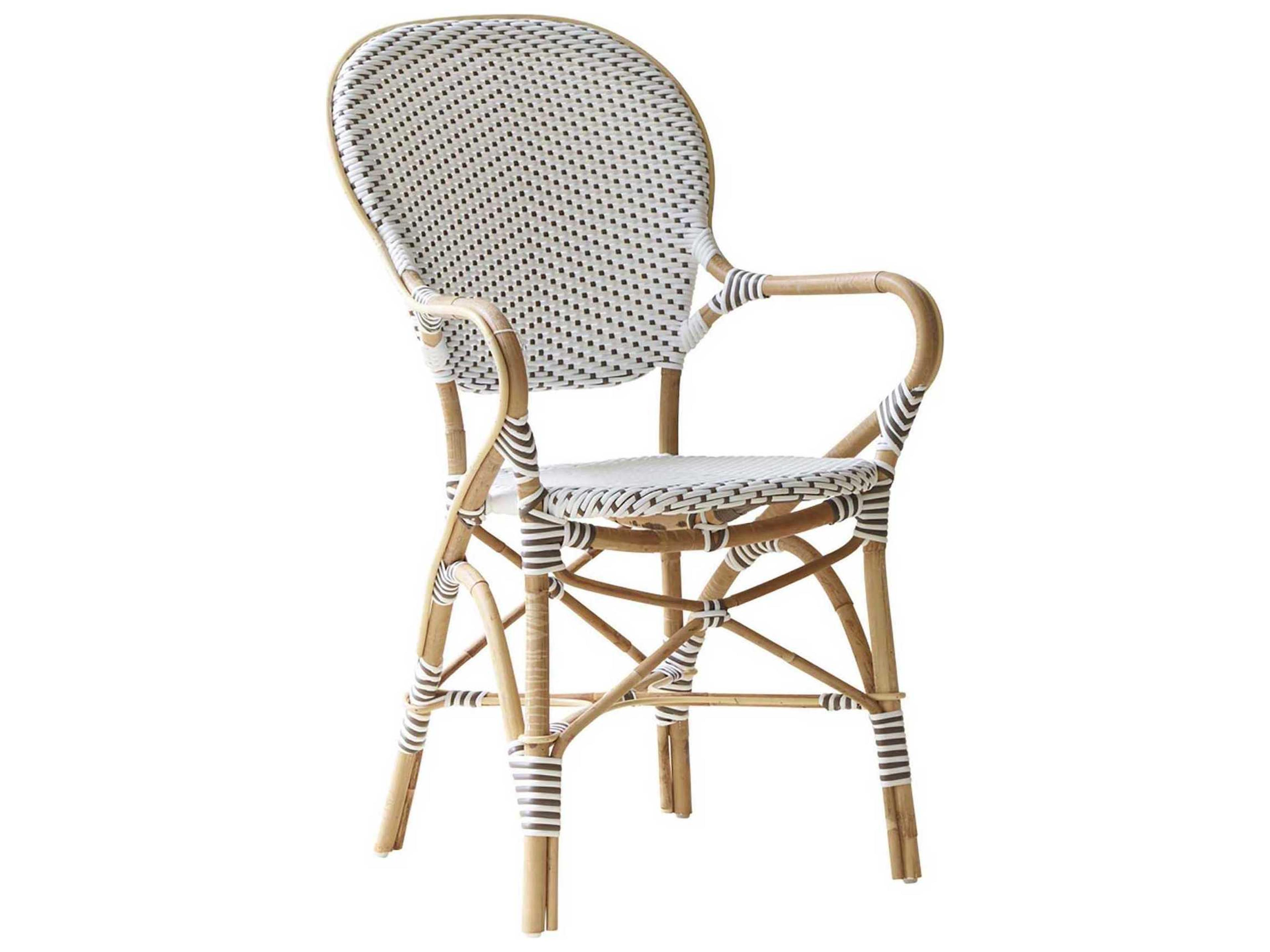 Sika Indoor Affaire Isabell Bistro Rattan White Arm Dining Chair