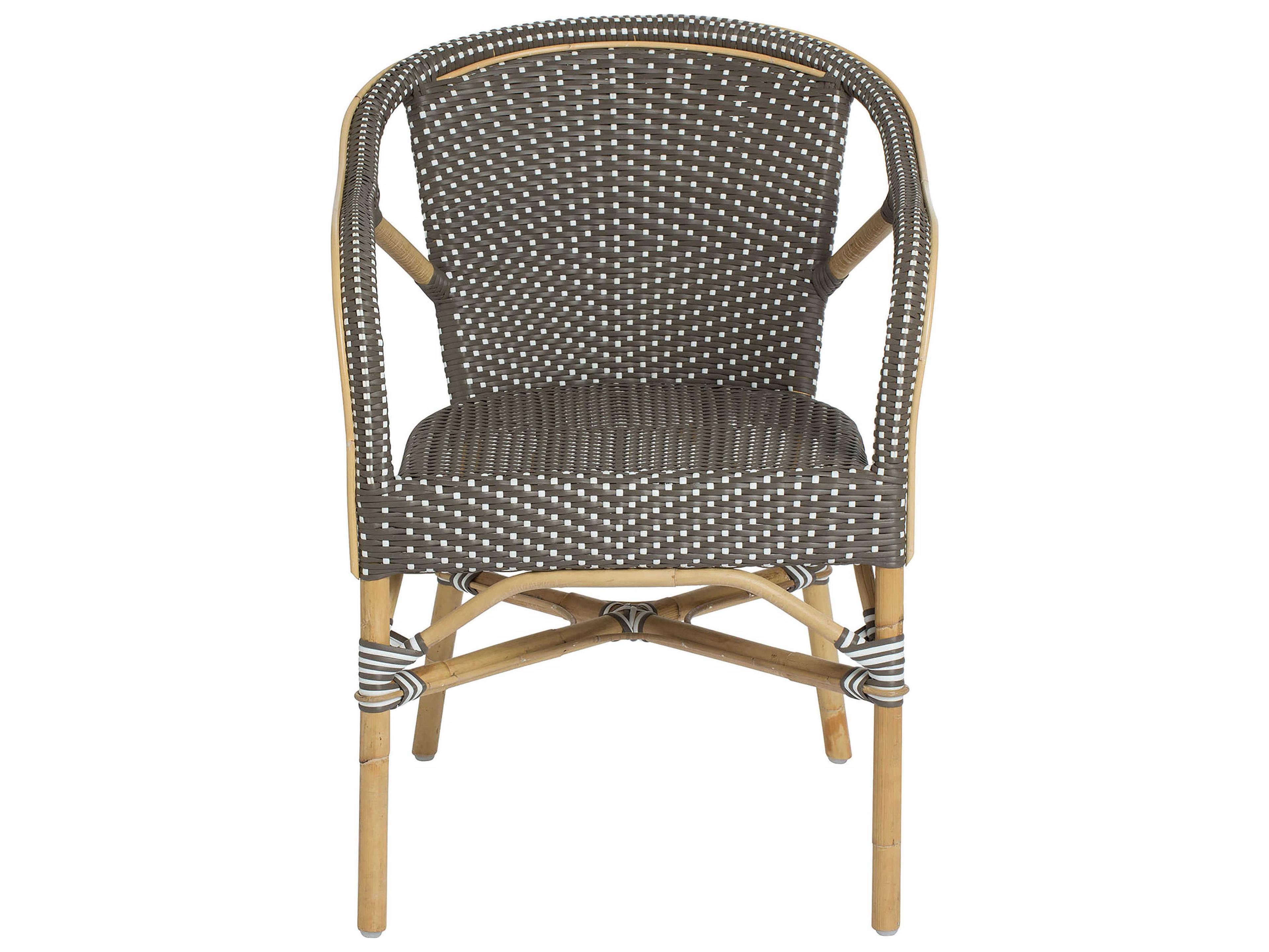 Sika Indoor Affaire Madeleine Bistro Rattan Brown Arm Dining Chair