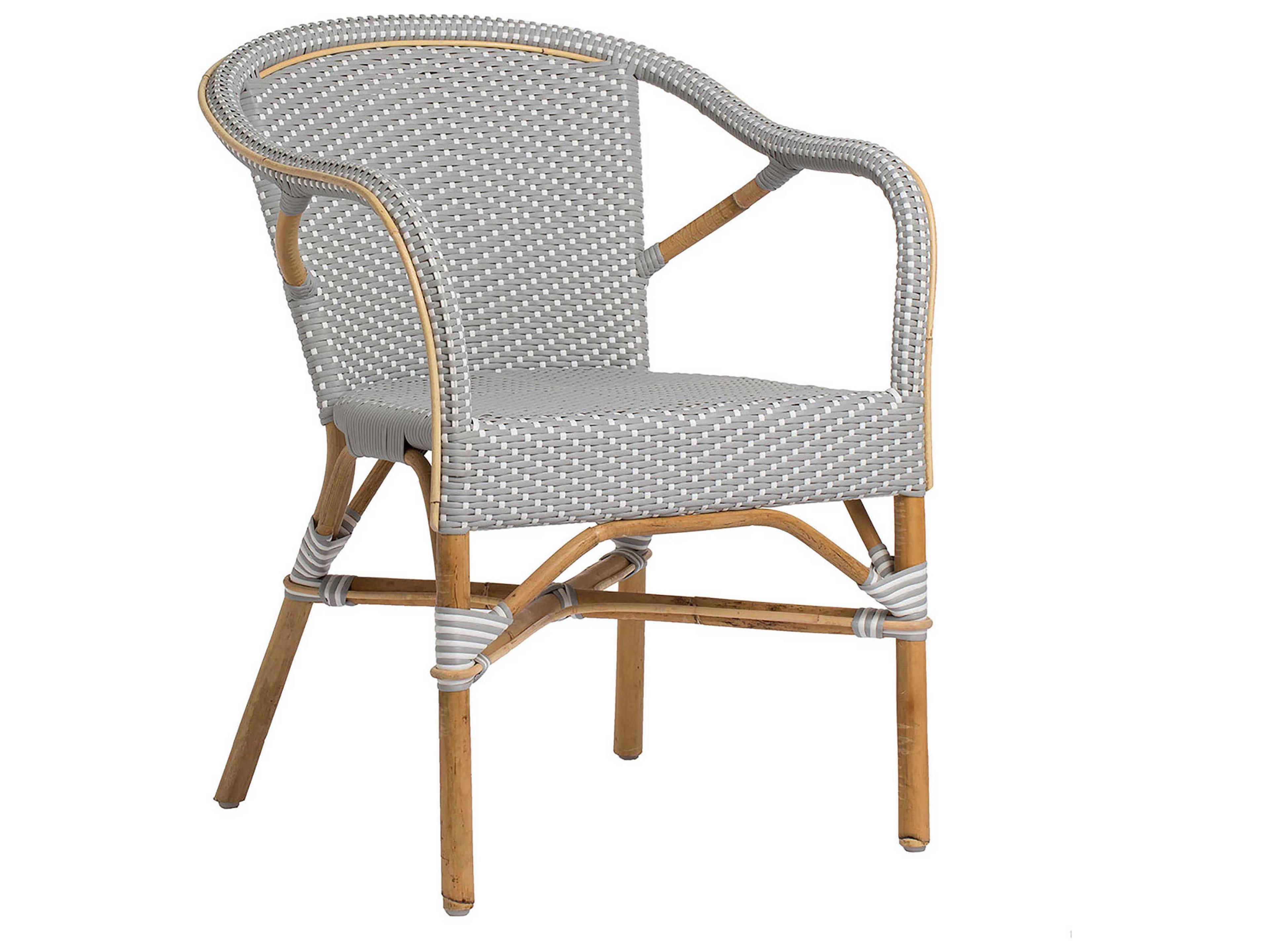 Sika Indoor Affaire Madeleine Bistro Rattan Gray Arm Dining Chair