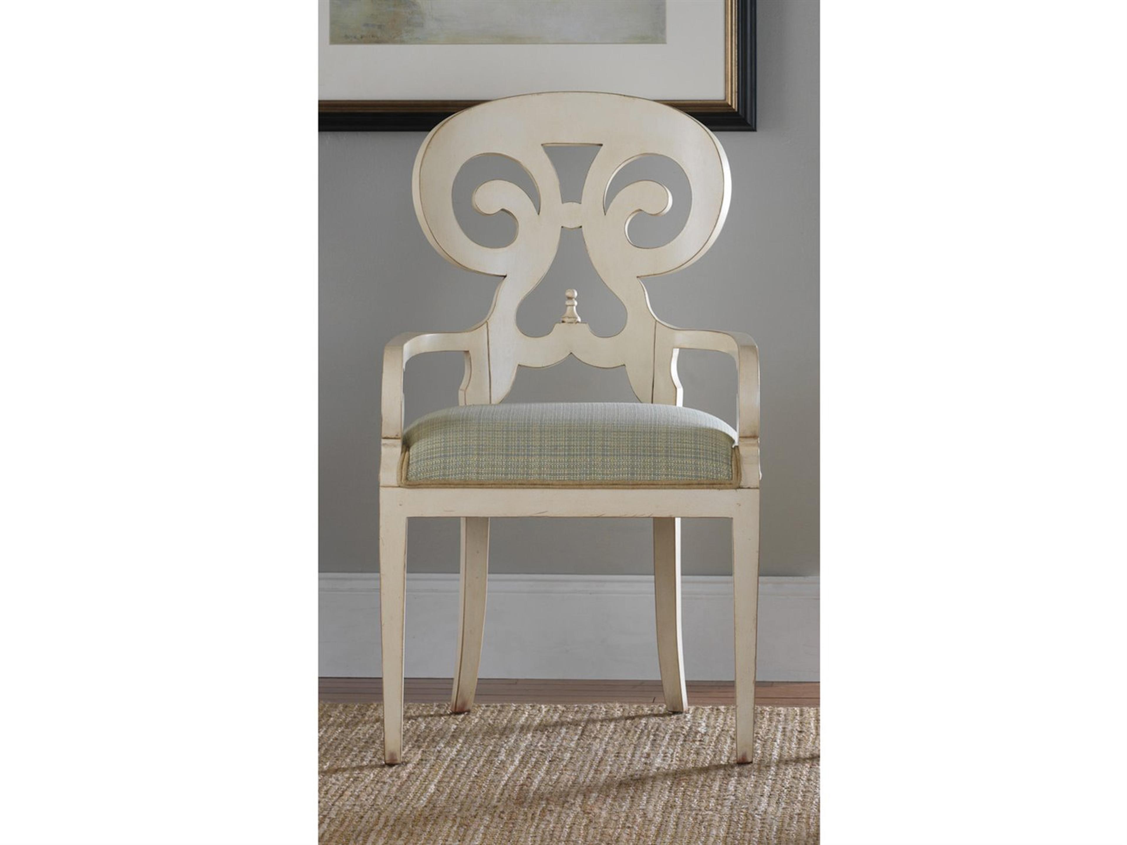 Somerset Bay Carmel Mahogany Wood White Upholstered Arm Dining Chair