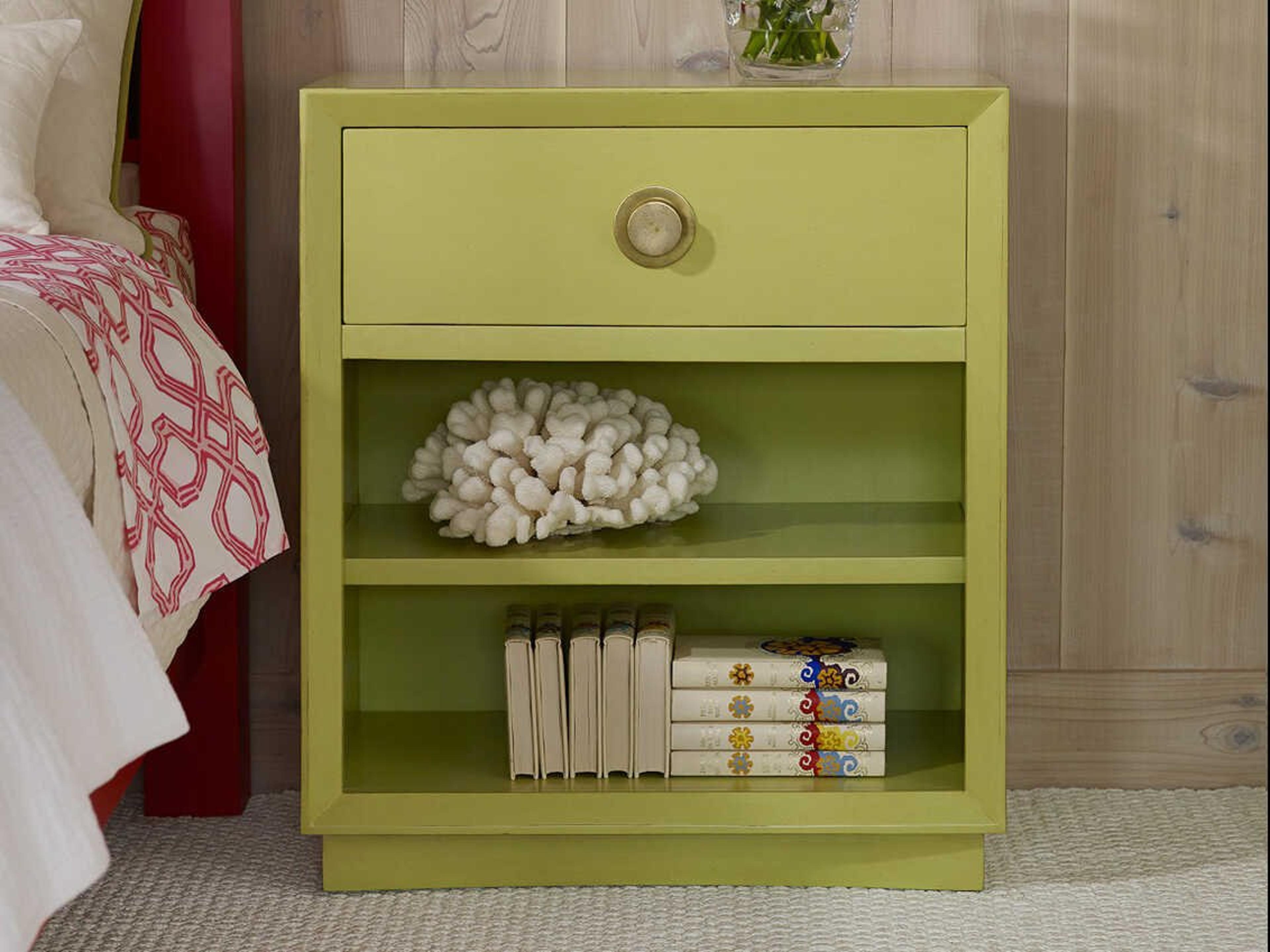 Somerset Bay Single 1-Drawer Green Mahogany Wood Nightstand