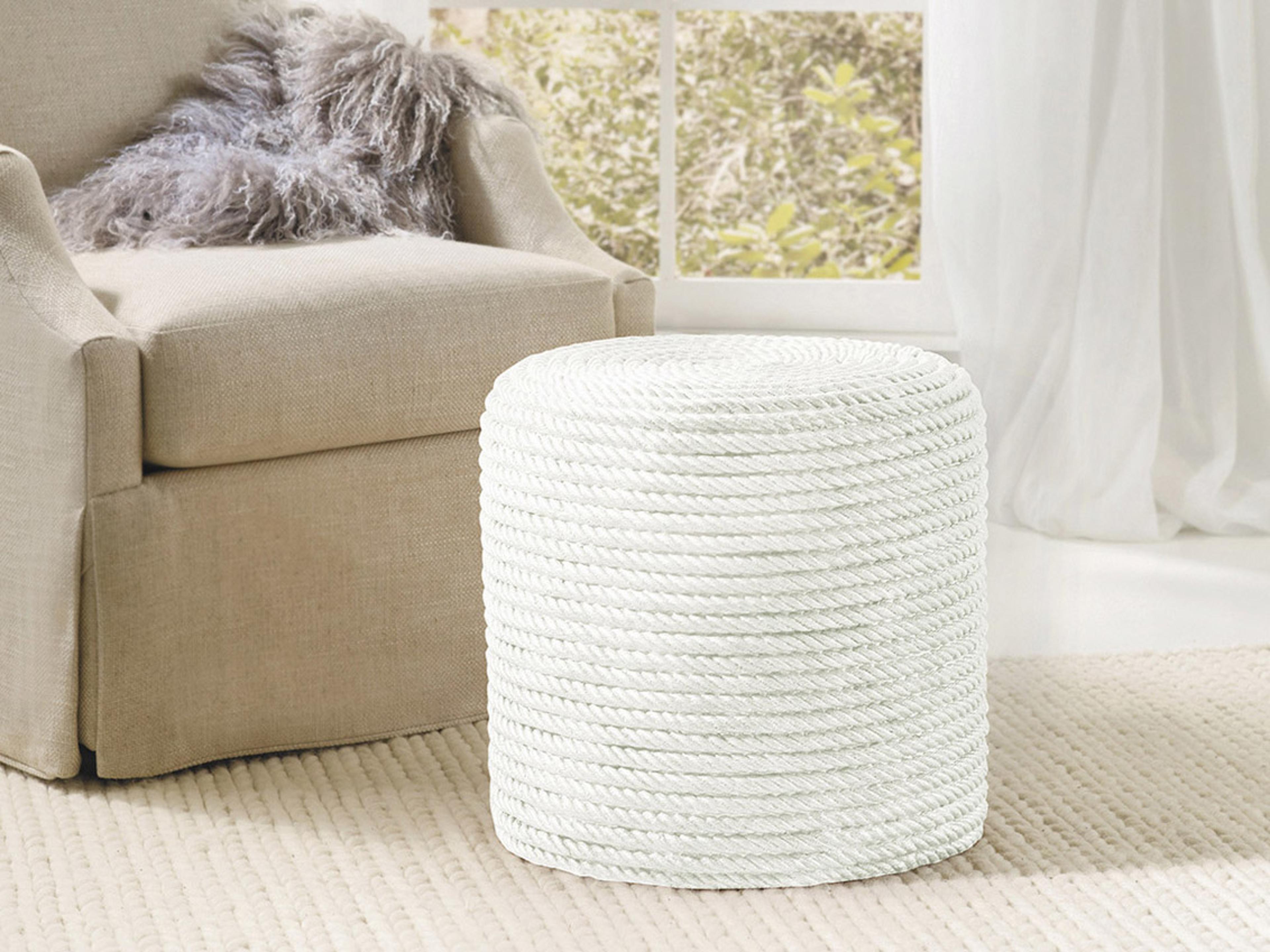 Somerset Bay Rope White Paint Upholstered Accent Stool