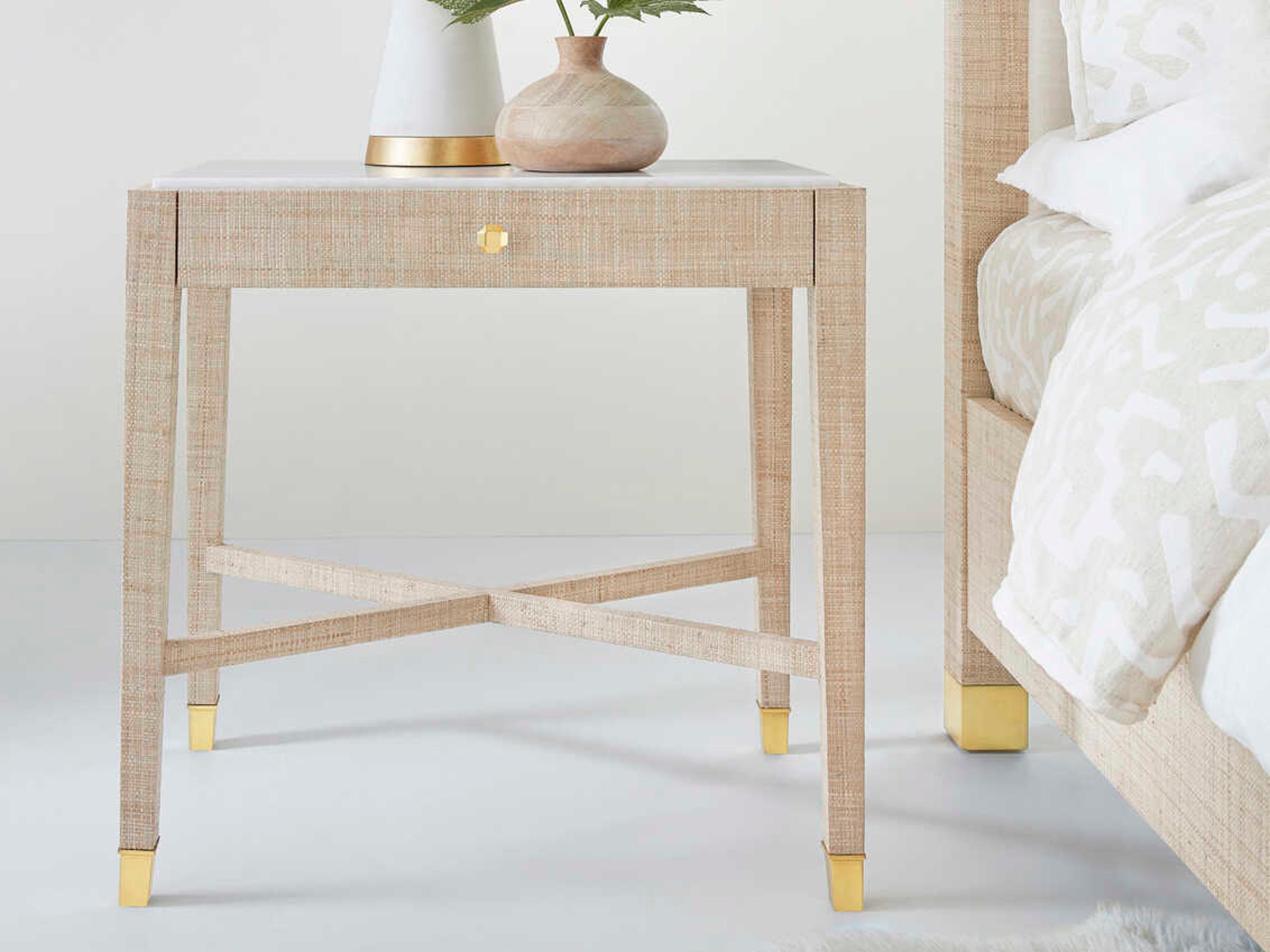 Somerset Bay Palmetto 1-Drawer Beige Rattan Nightstand