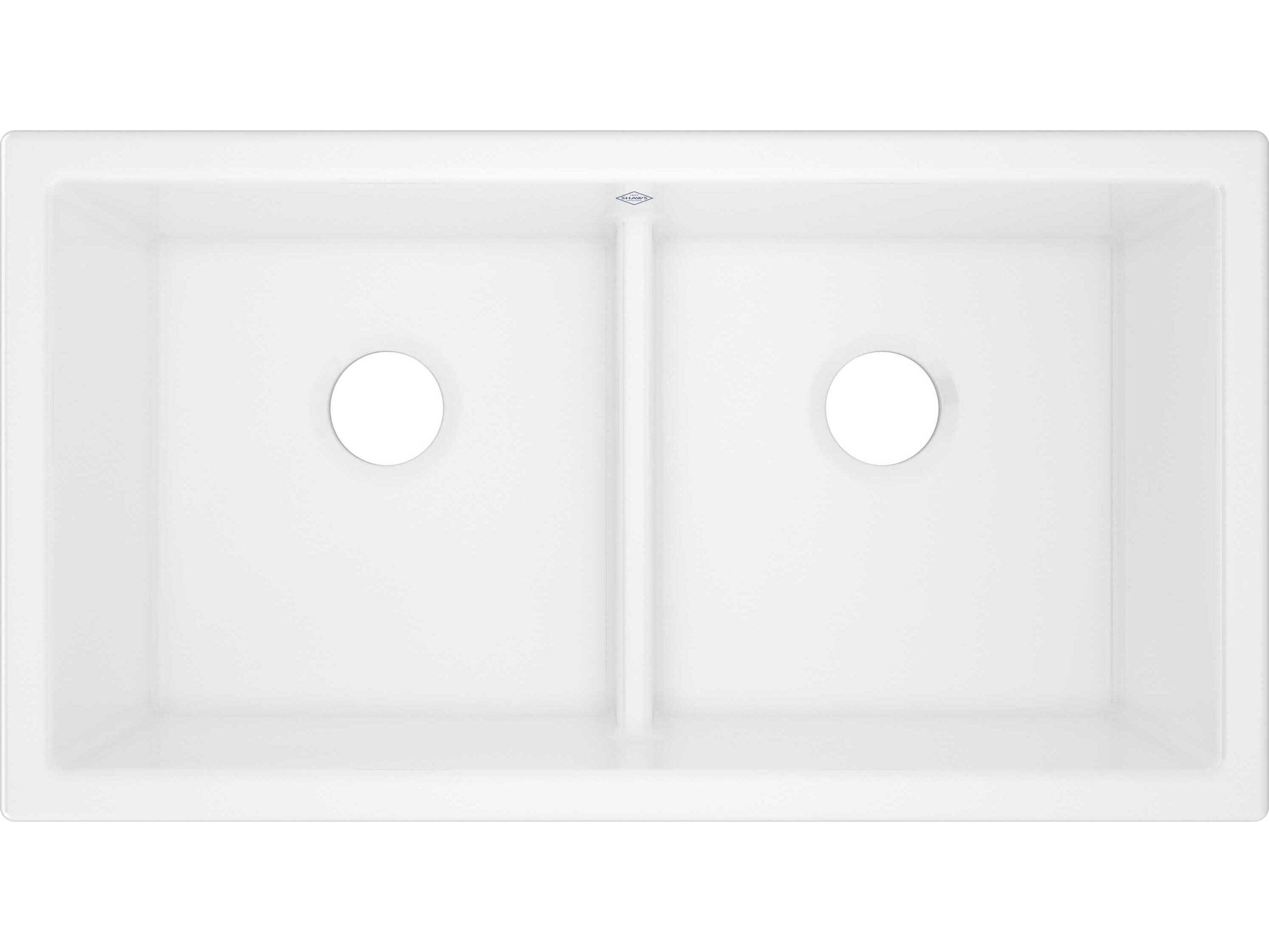 Shaws Shaker White 33" Double Bowl Undermount Kitchen Sink