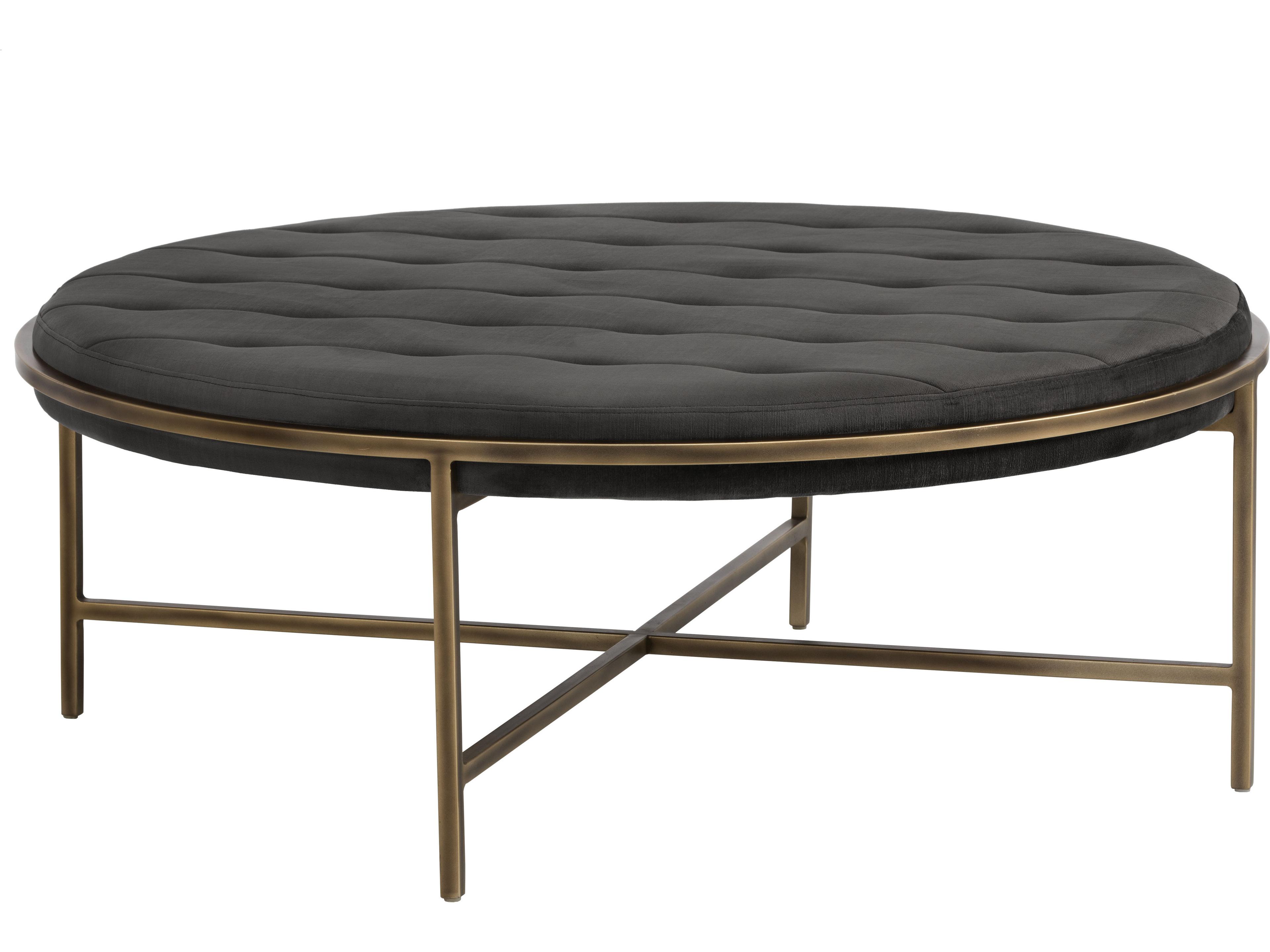 Sunpan Irongate Ethel Piccolo Pebble Rustic Bronze Gray Upholstered Ottoman