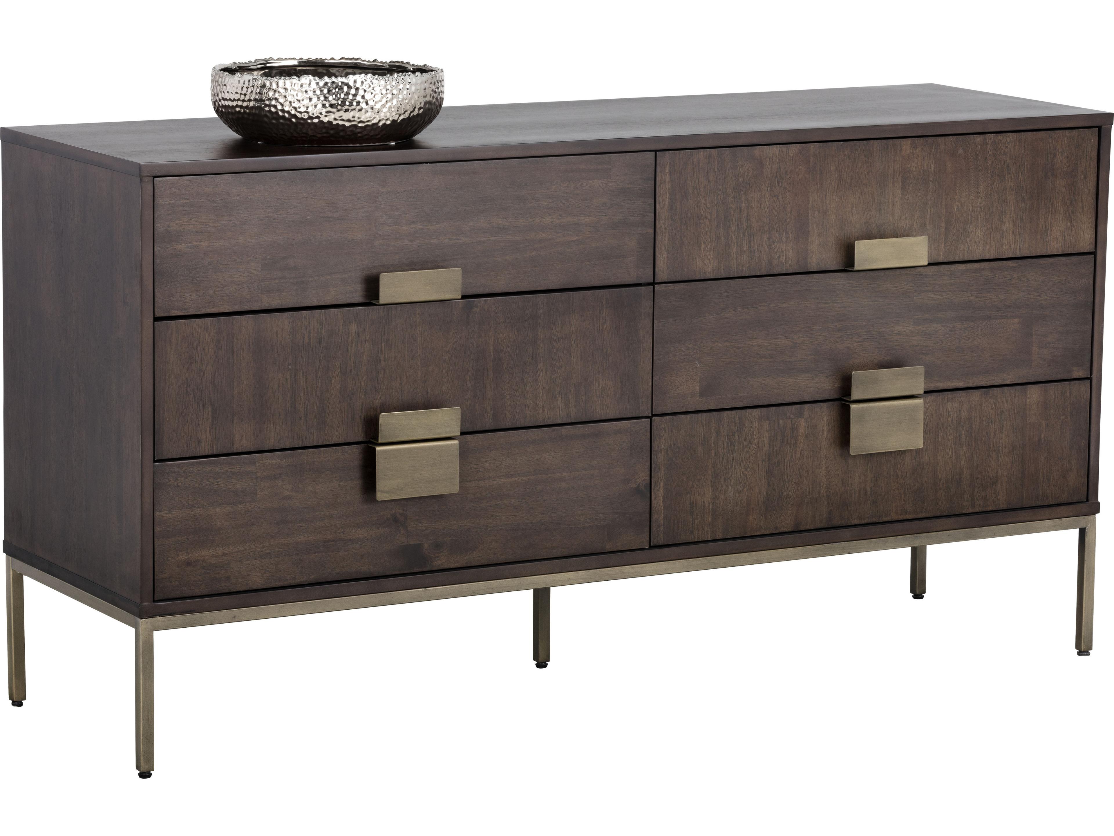 Sunpan Mixt Jade 6-Drawers Acacia Wood Double Dresser