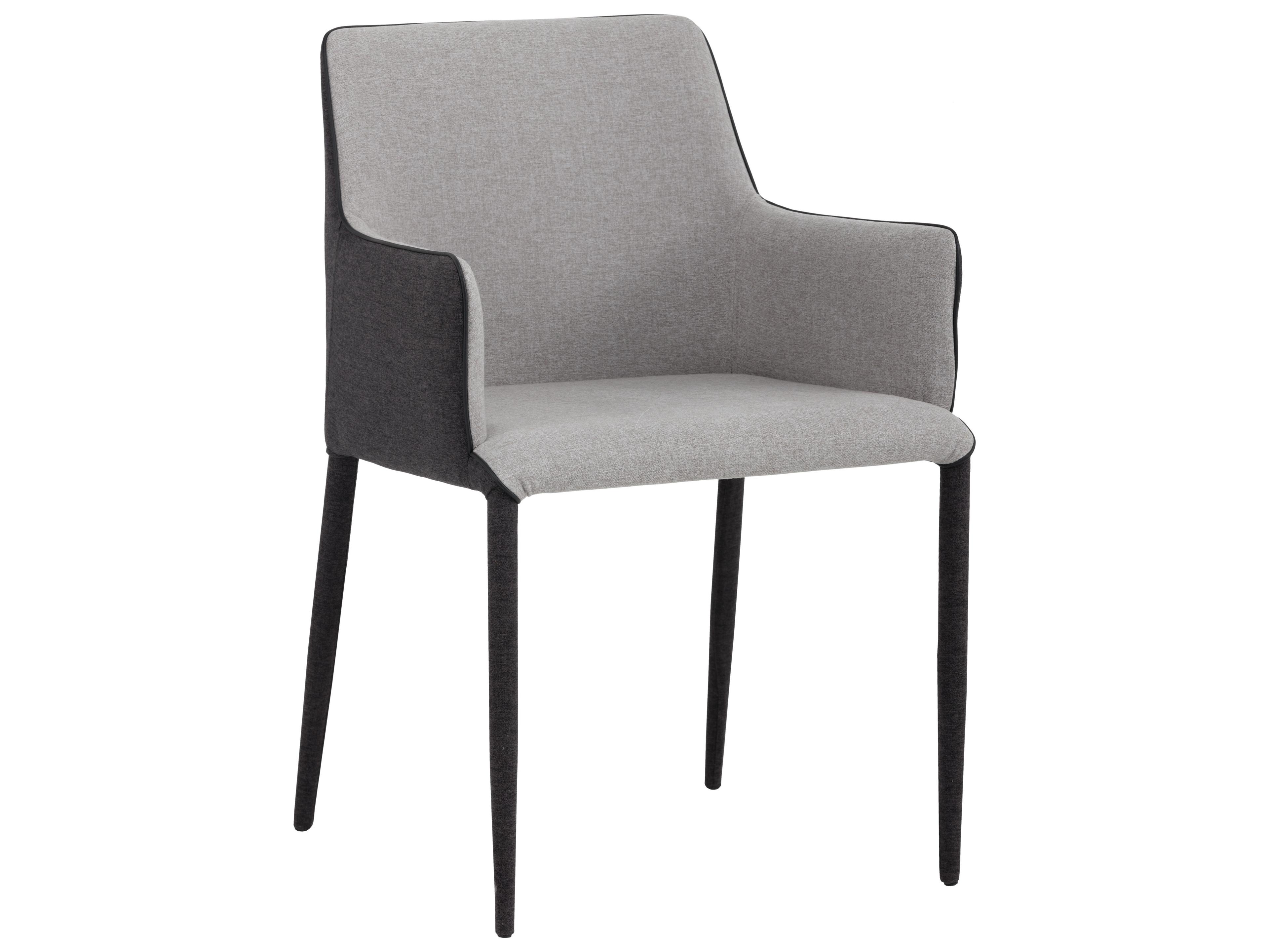Sunpan Ikon Renee Gray Upholstered Arm Dining Chair