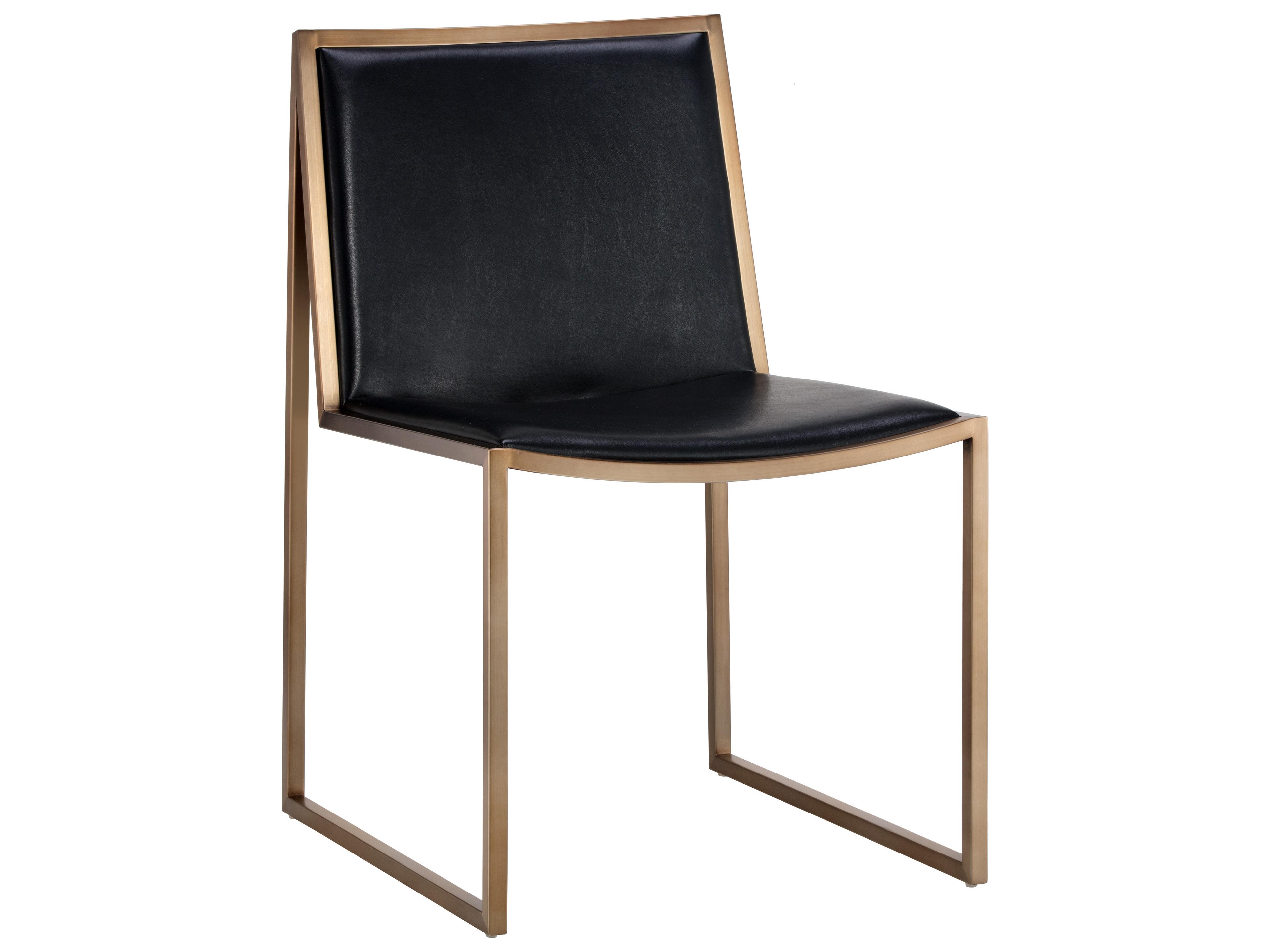 Sunpan Ikon Blair Dining Chair Antique Brass Cantina Black