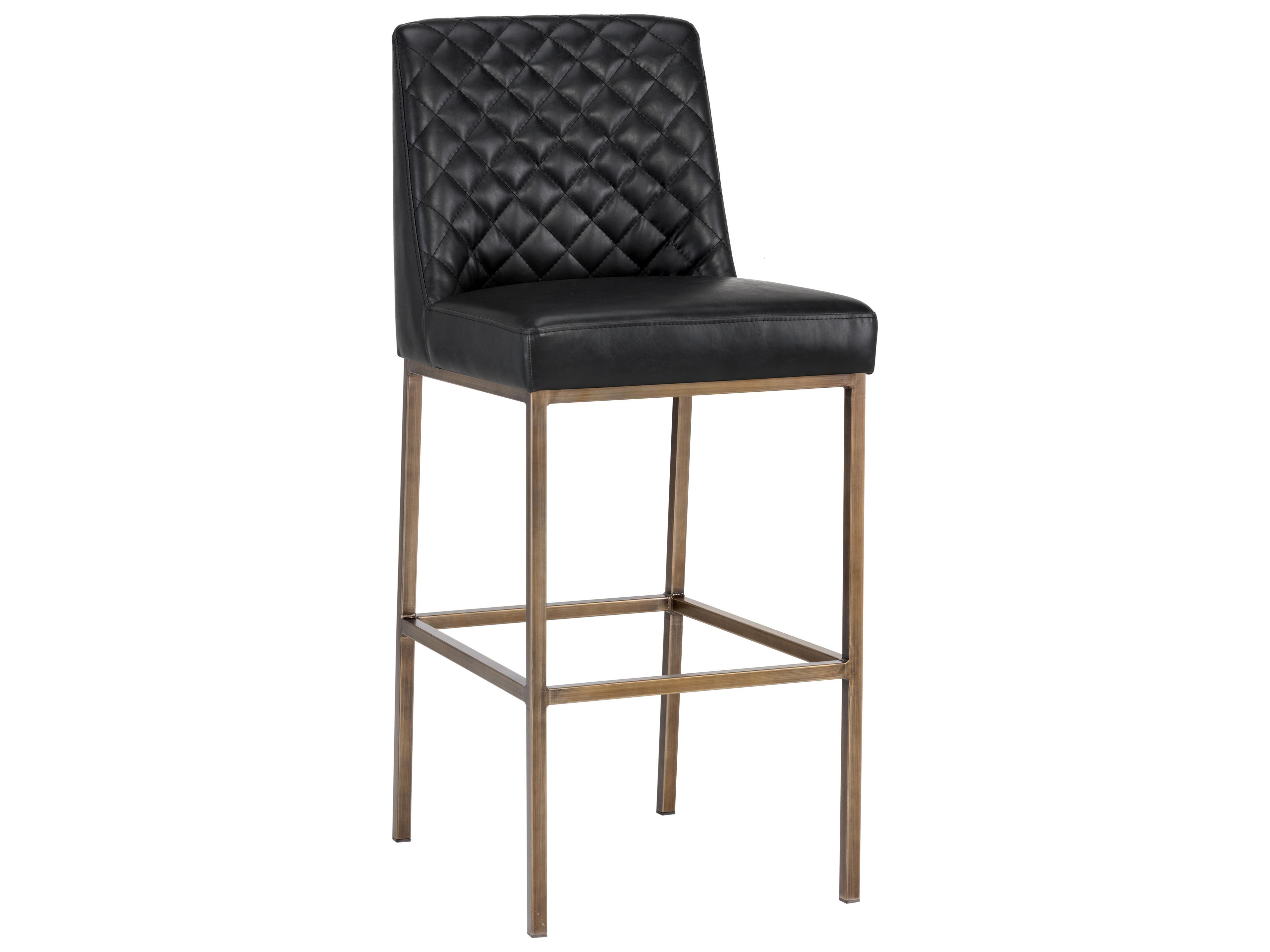 Sunpan 5west Leighland Coal Black Antique Brass Bar Stool