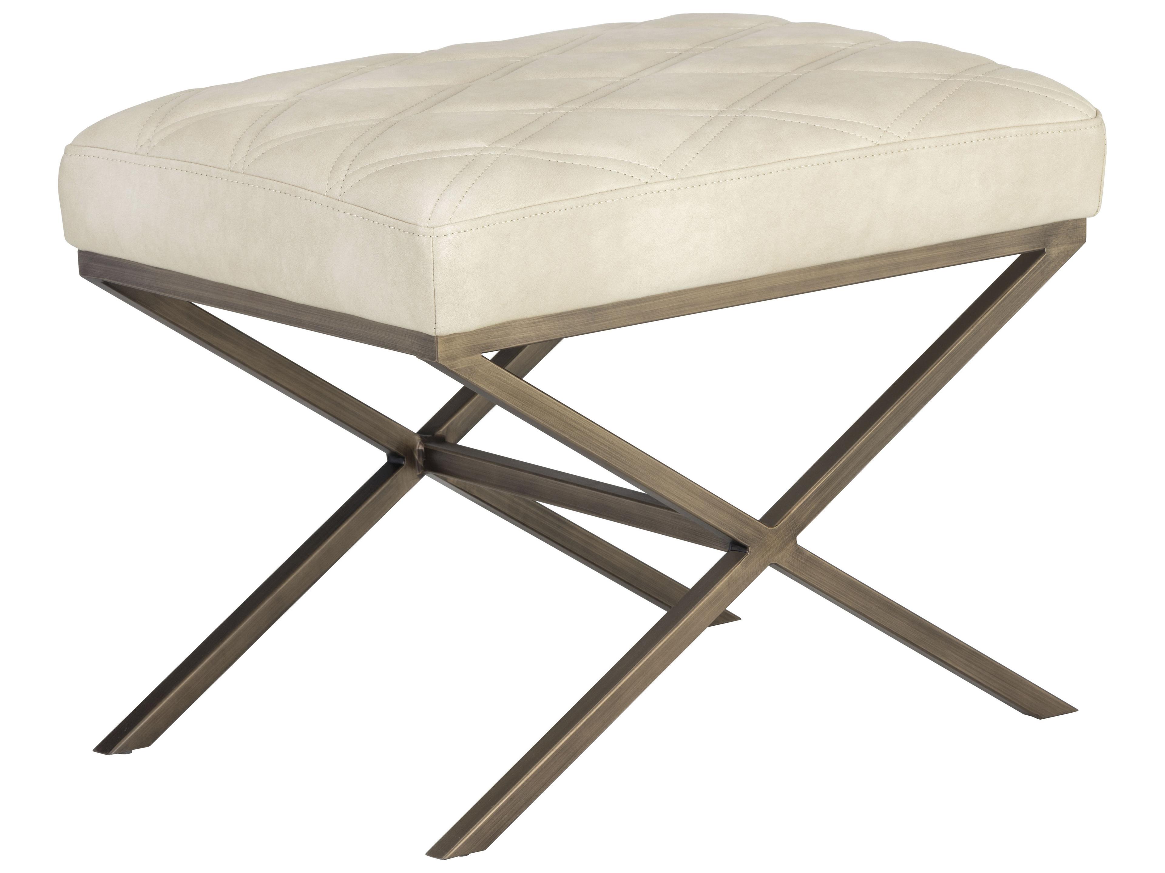 Sunpan 5west Bravo Cream Antique Brass Faux Leather Accent Bench