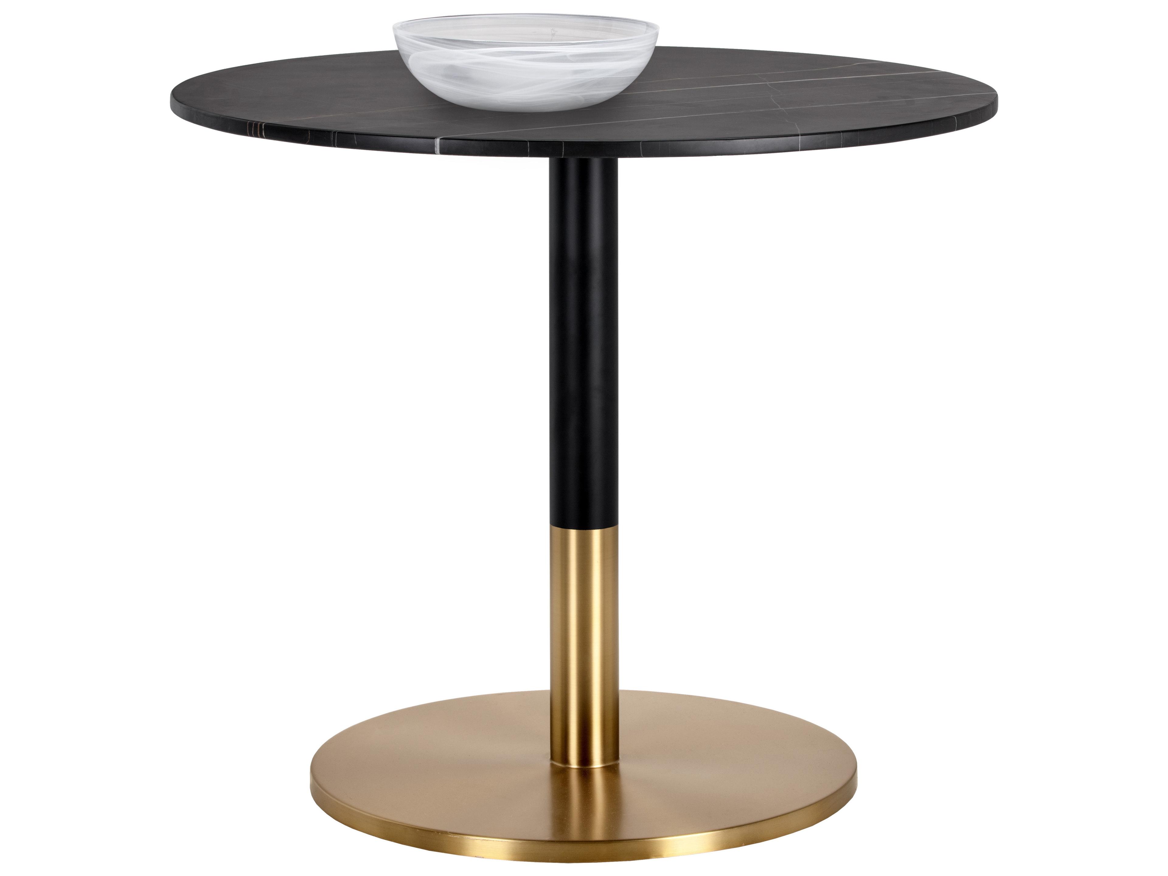 Sunpan Ikon Massie Round Marble Black Gold Dining Table