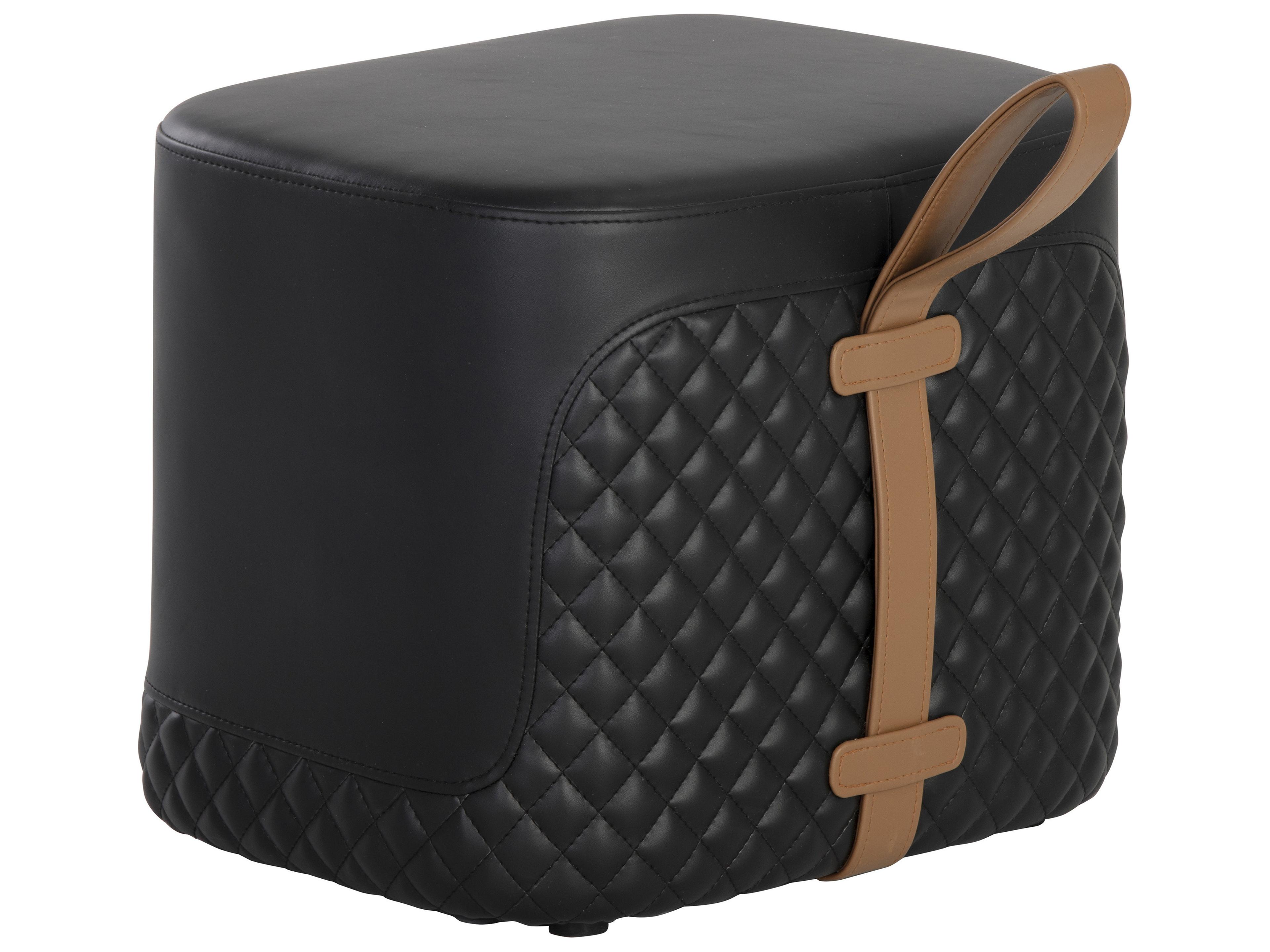 Sunpan Ikon Axio Faux Leather: Napa Black Ottoman