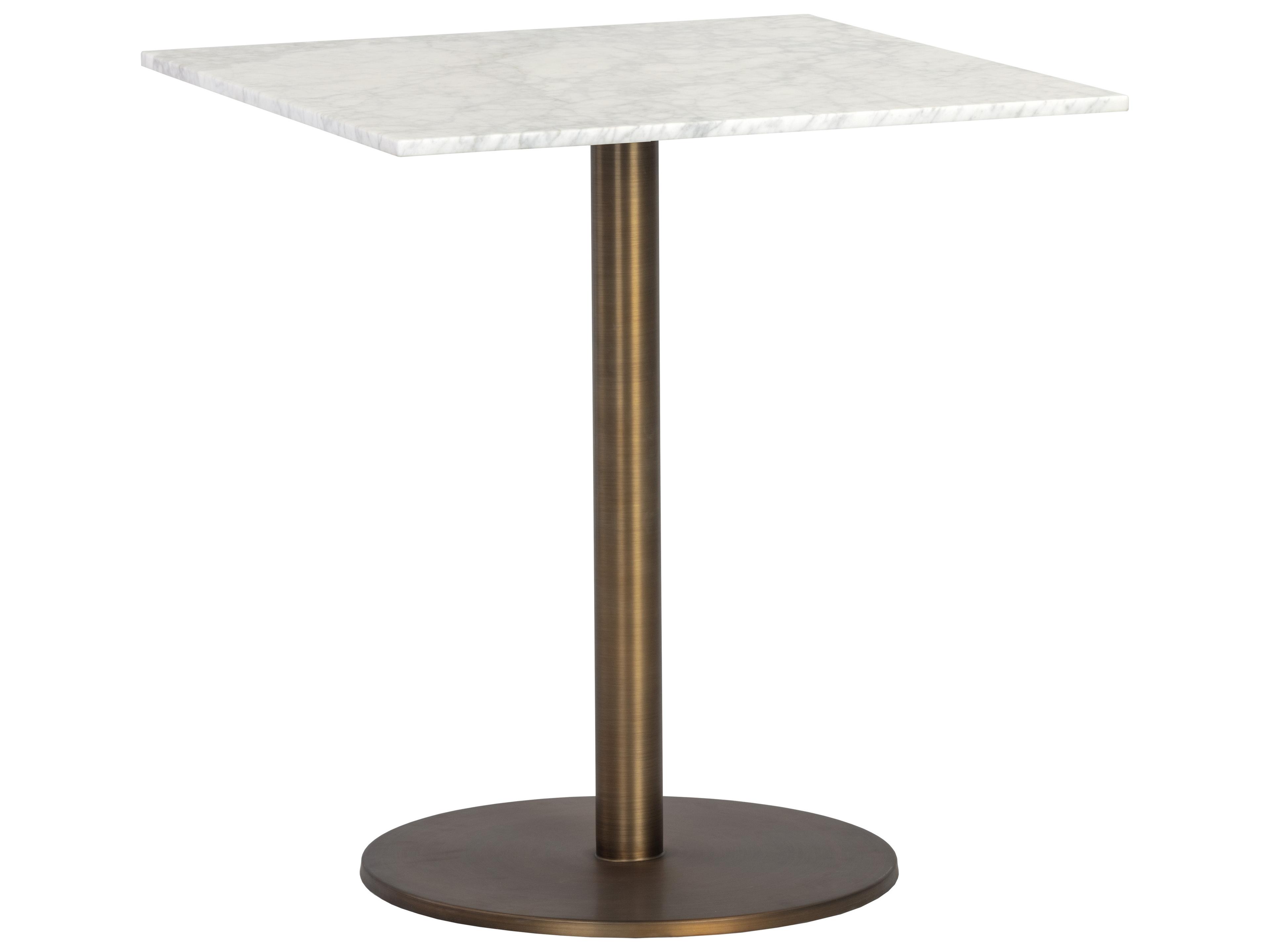 Sunpan Ikon Enco Square Marble White Antique Bronze Dining Table