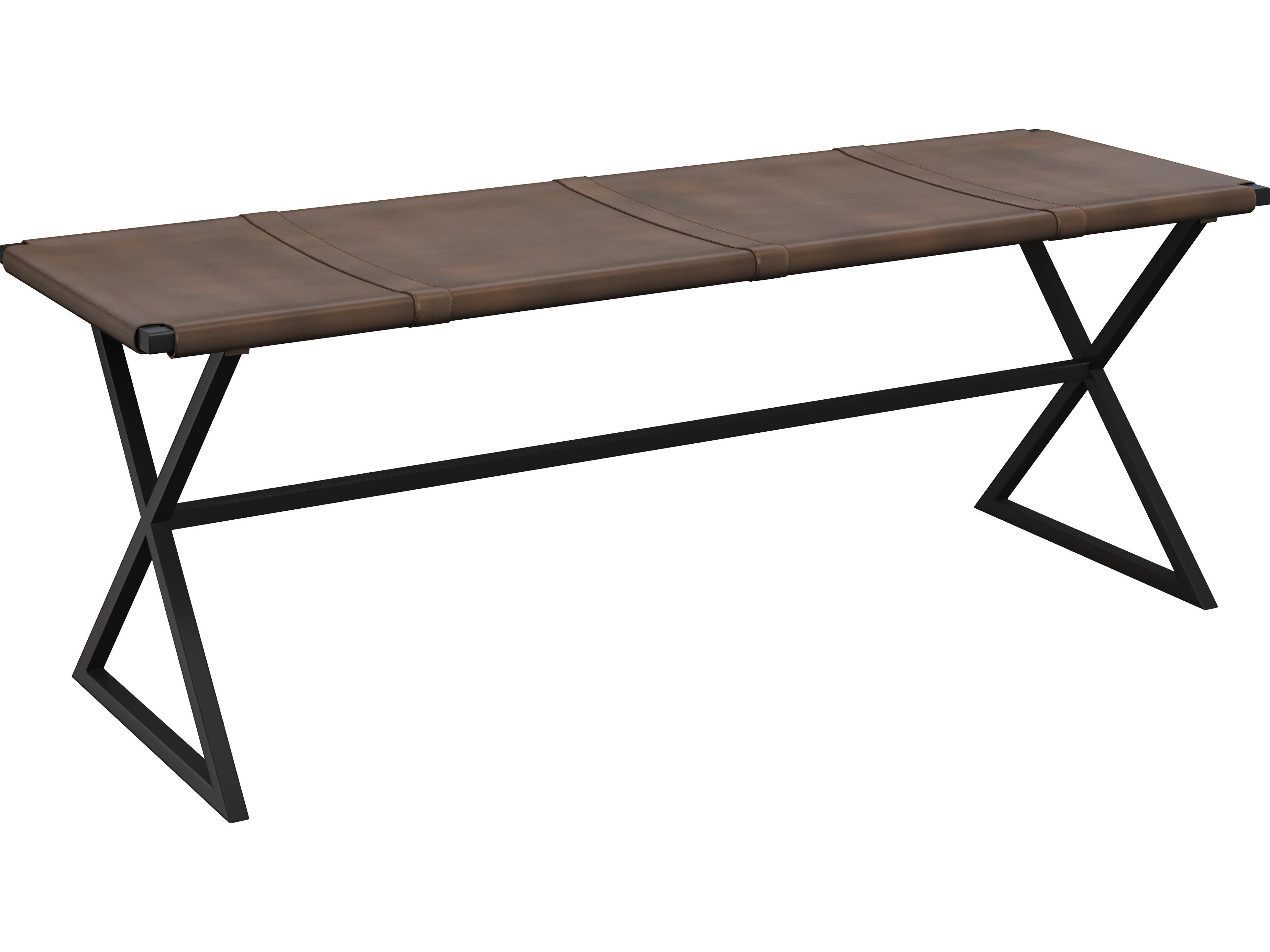 Sunpan Matte Black Leather Accent Bench