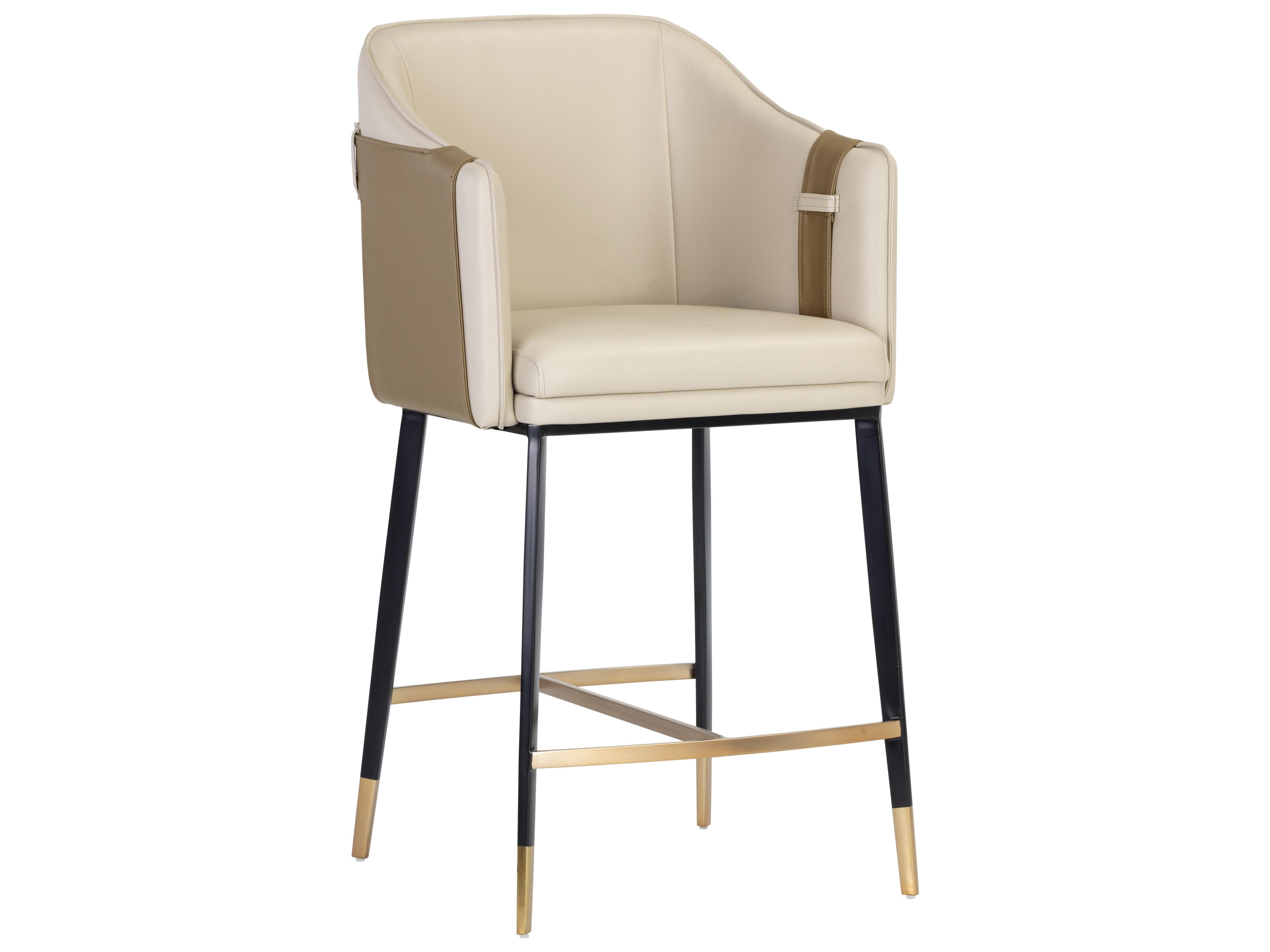 Sunpan Ikon Carter Napa Beige Tan Black Counter Stool