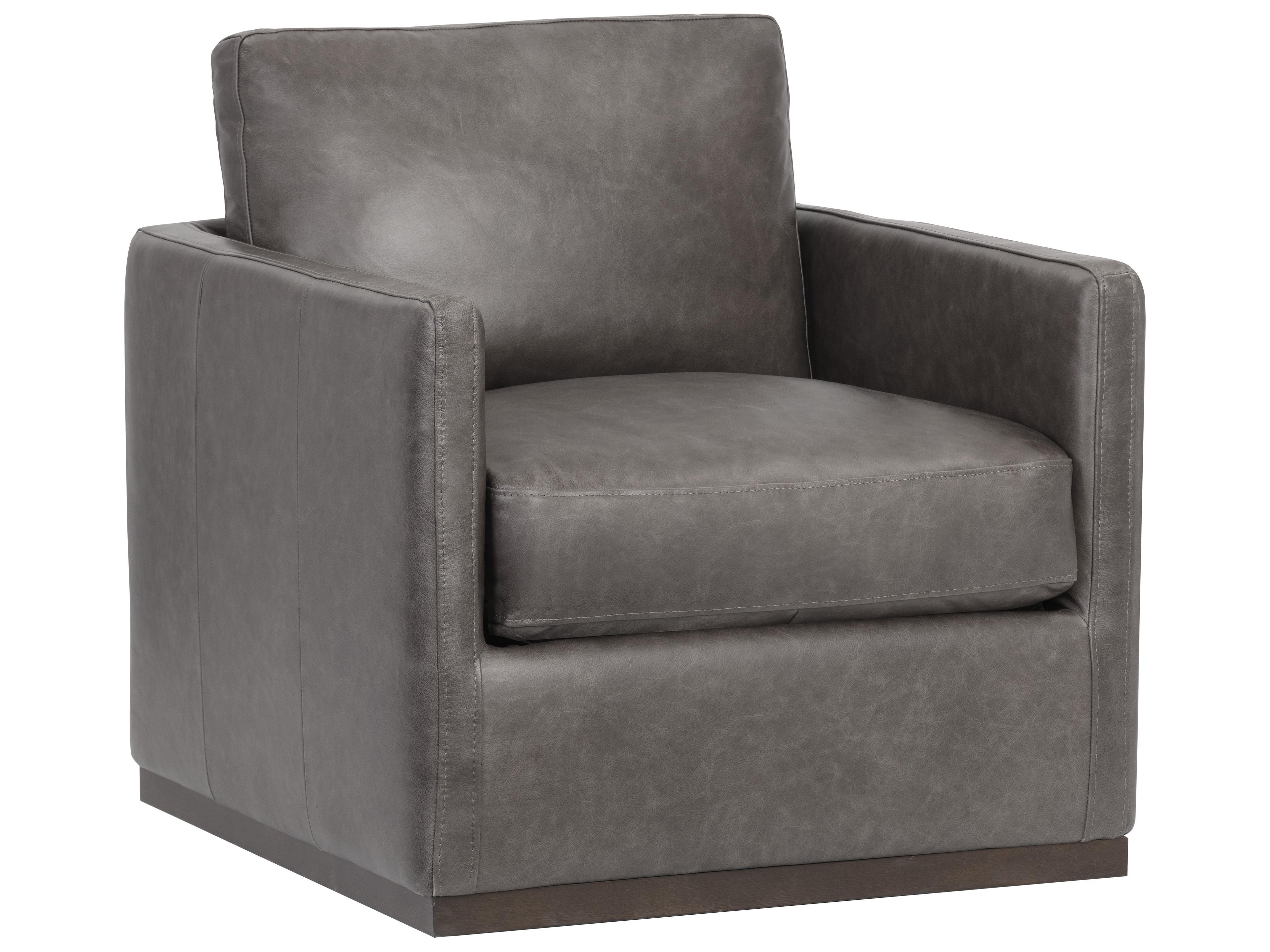 Sunpan Portman Swivel Gray Leather Accent Chair