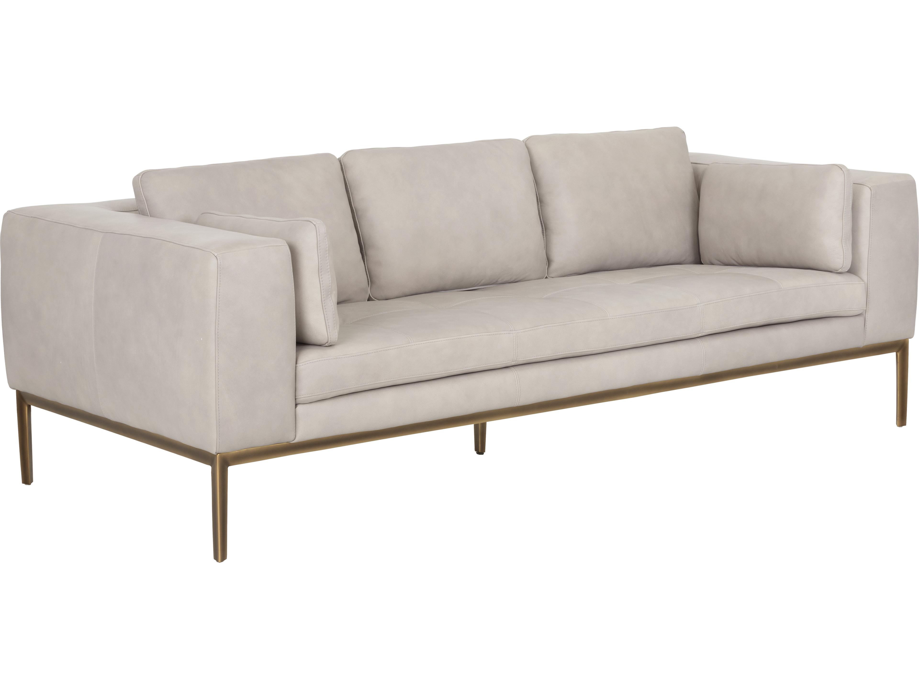 Sunpan Irongate 85.5" Burr Sofa Bali Bone Leather
