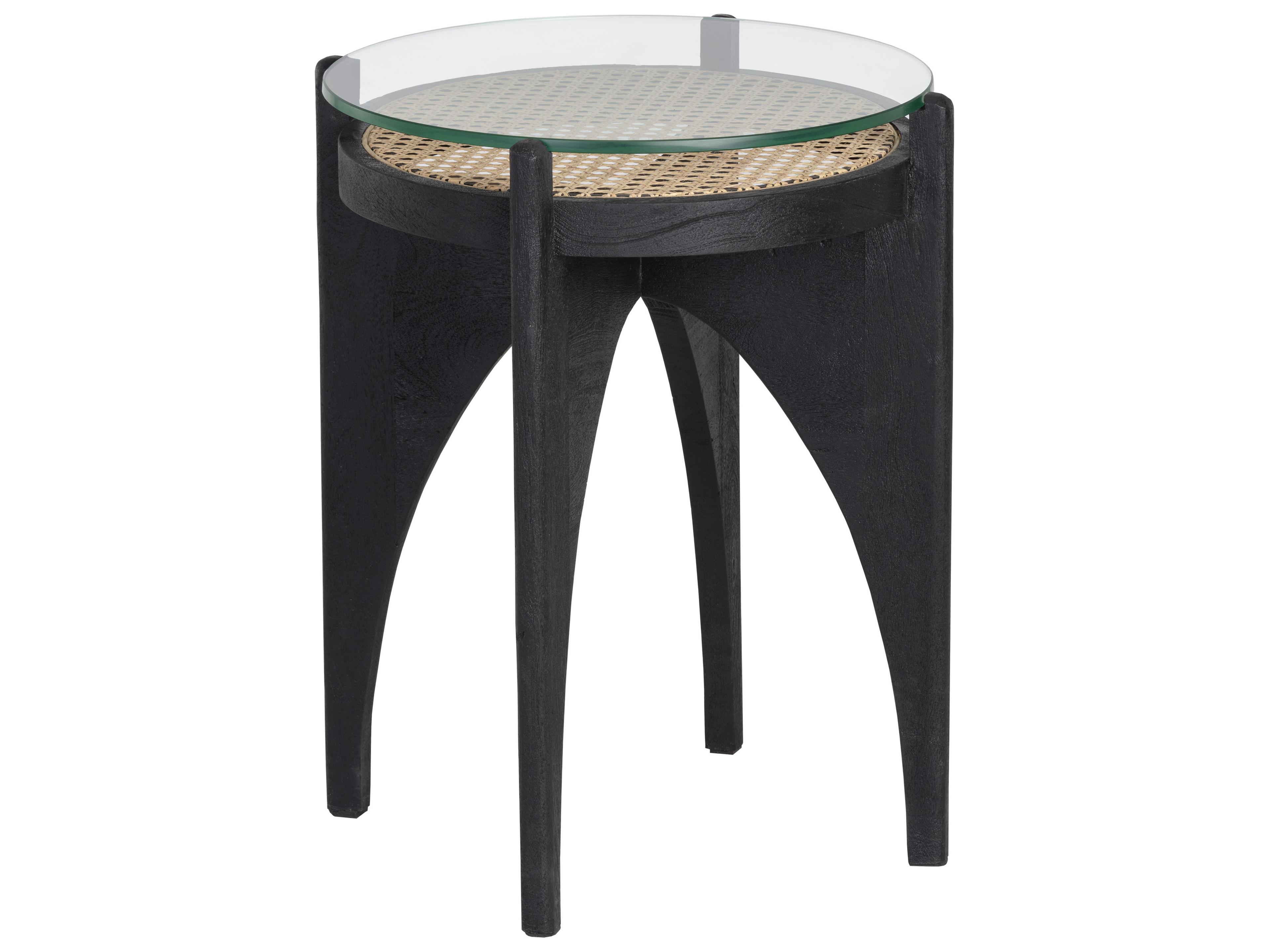 Sunpan Adora Round Glass Clear Black End Table