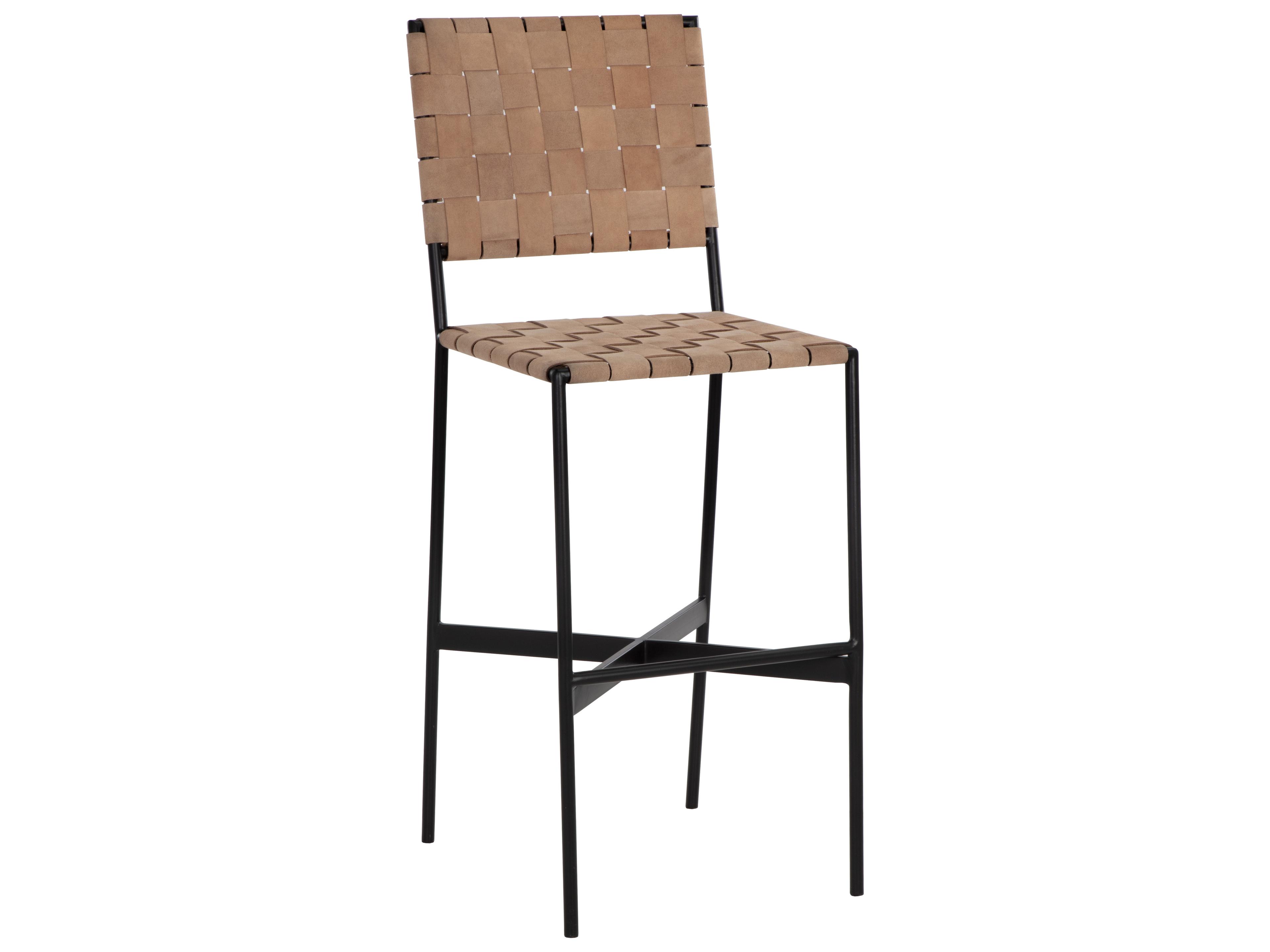 Sunpan Omari Suede Light Tan Leather Bar Stool