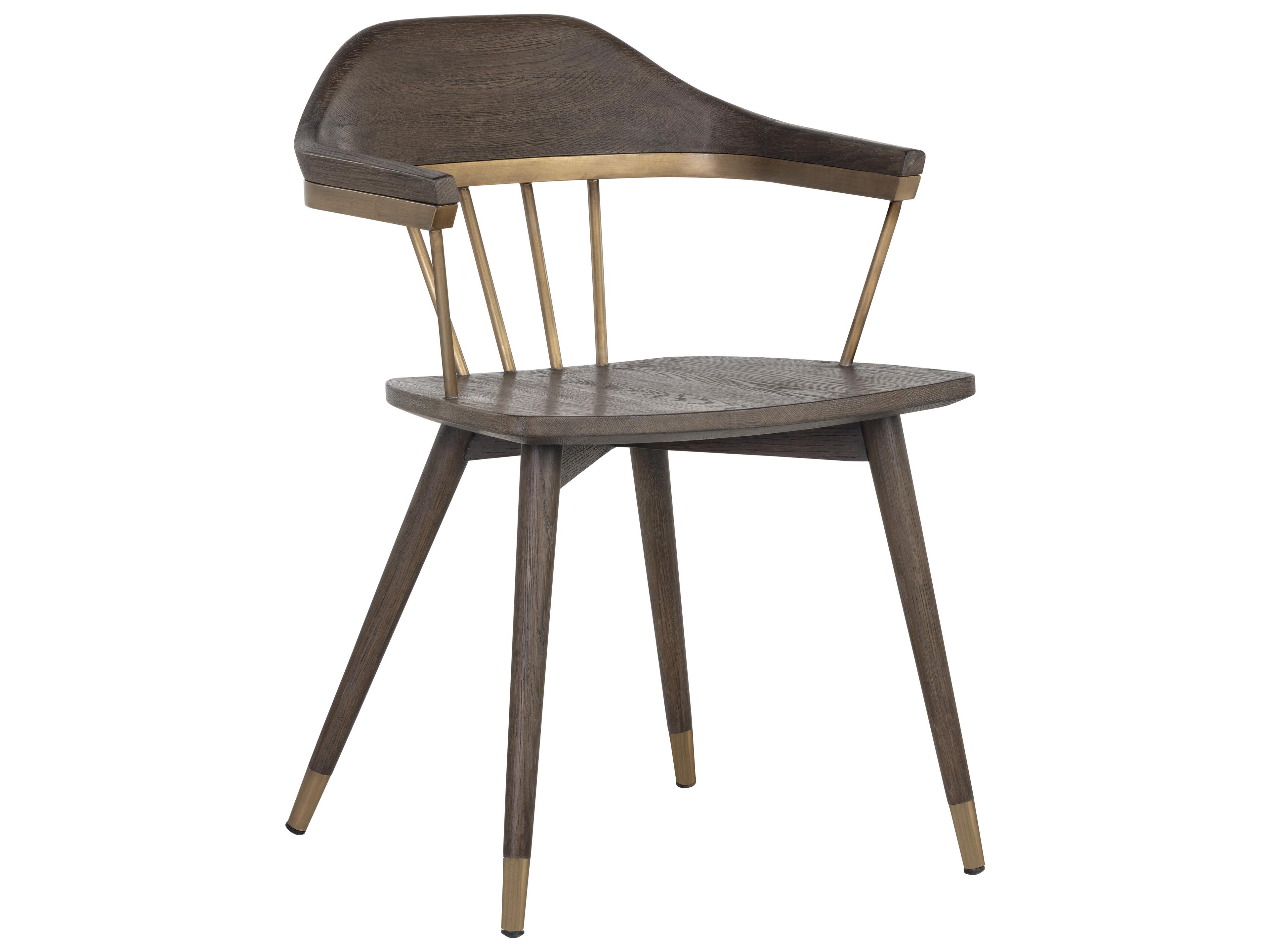Sunpan Westport Demi Oak Wood Brown Arm Dining Chair