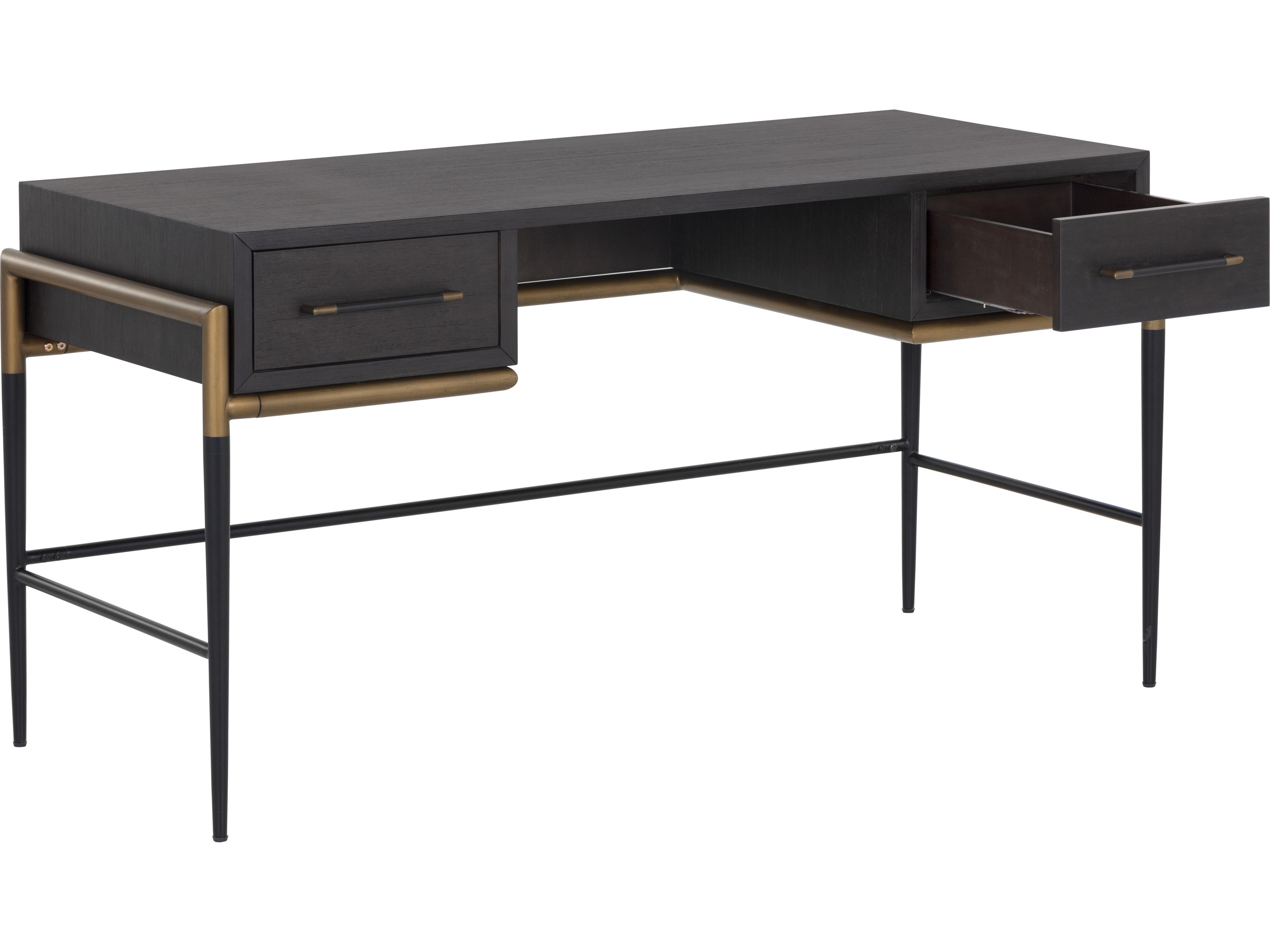 Weldrick Espresso Black Acacia Wood Secretary Desk