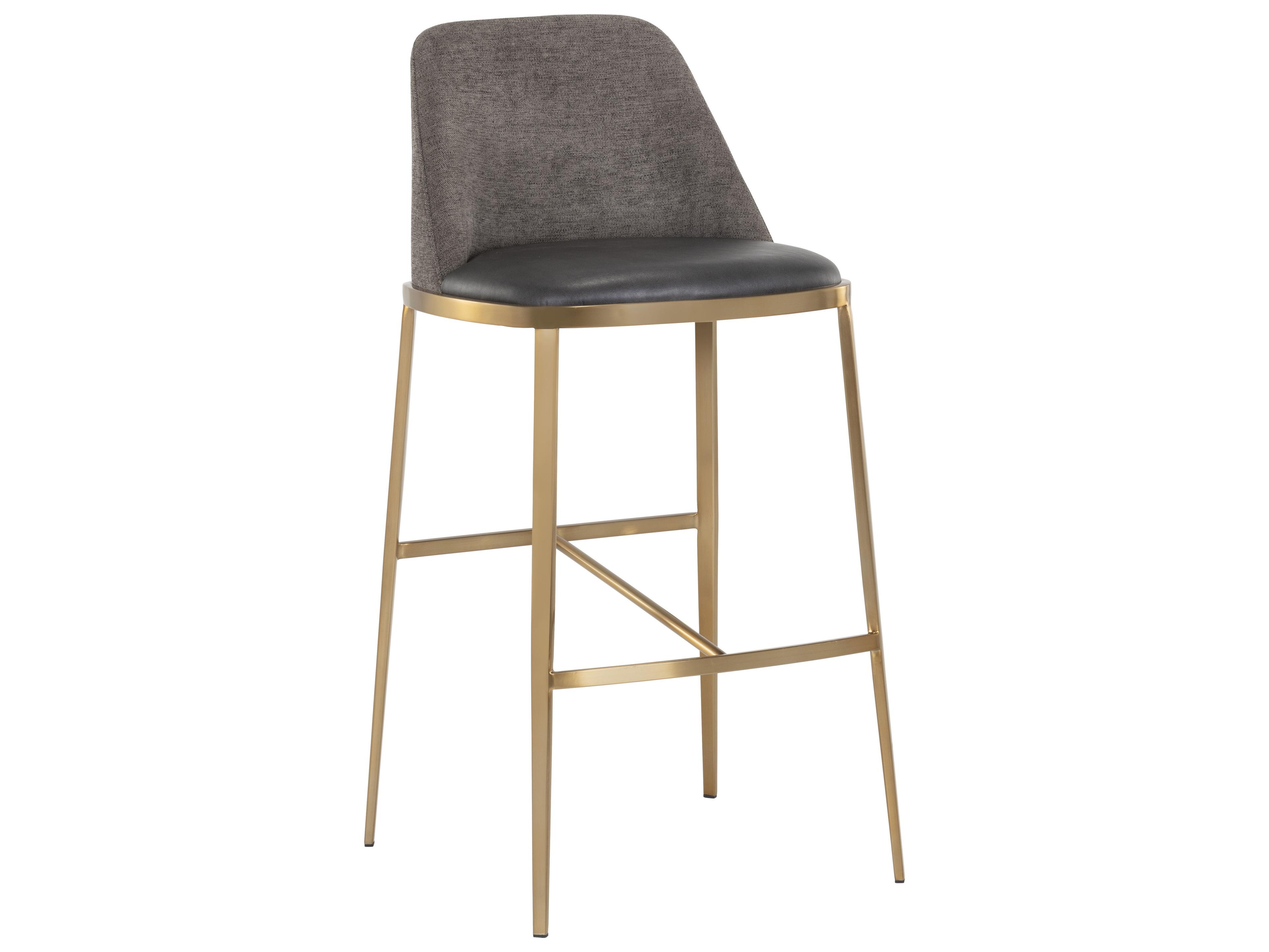 Sunpan Ikon Dover Upholstered Bravo Portabella Sparrow Grey Gold Bar Stool