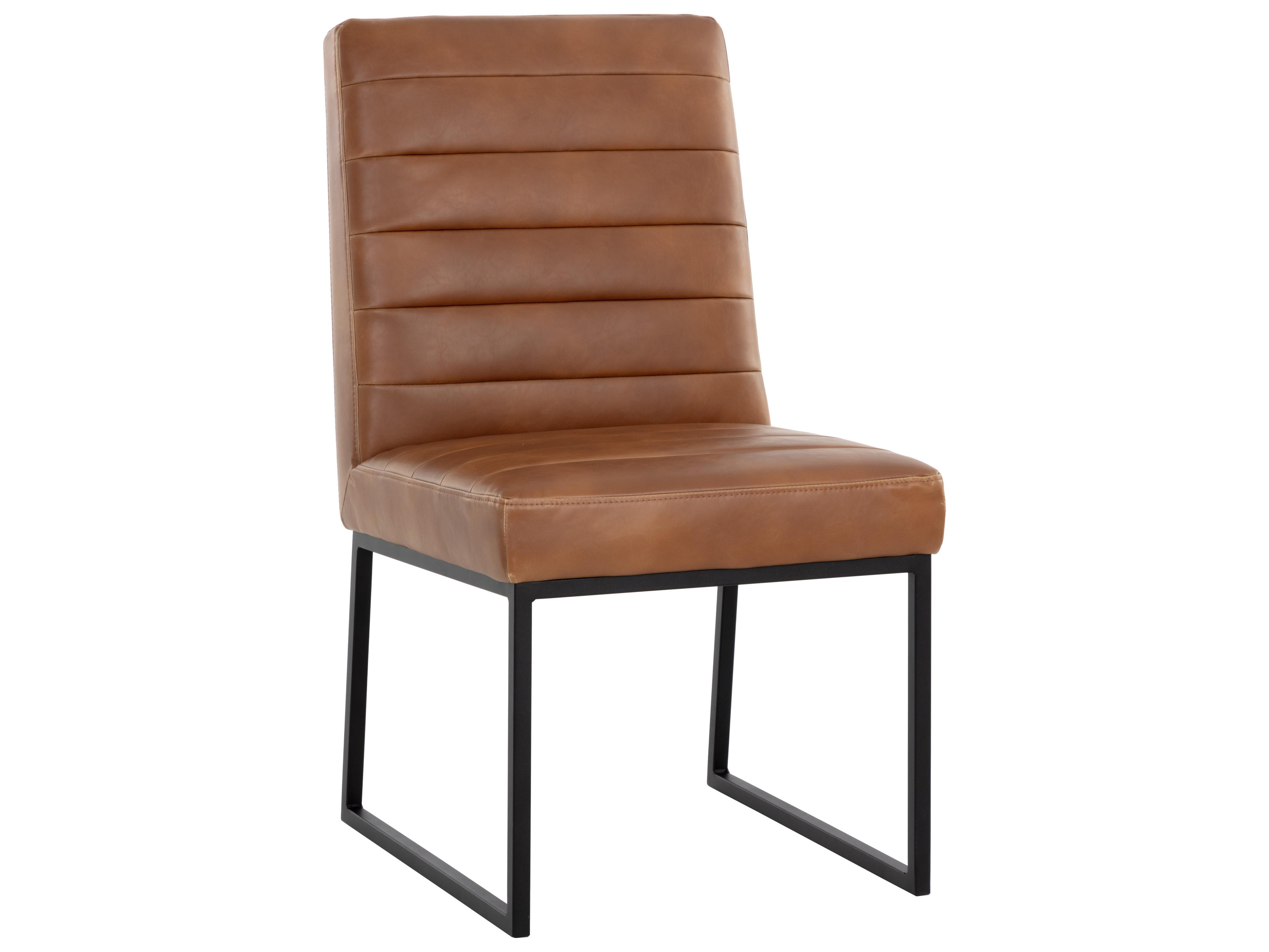 Sunpan Spyros Brown Faux Leather Side Dining Chair