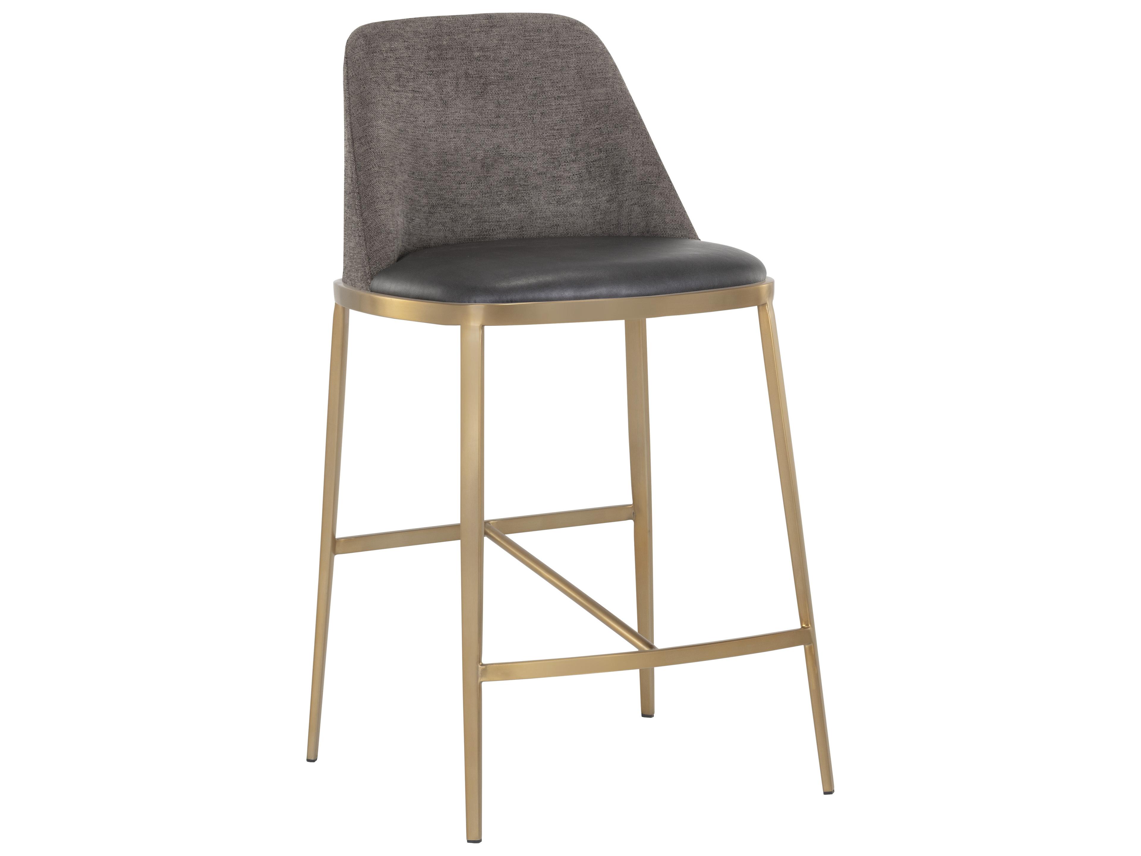 Sunpan Ikon Dover Upholstered Bravo Portabella Sparrow Grey Gold Counter Stool