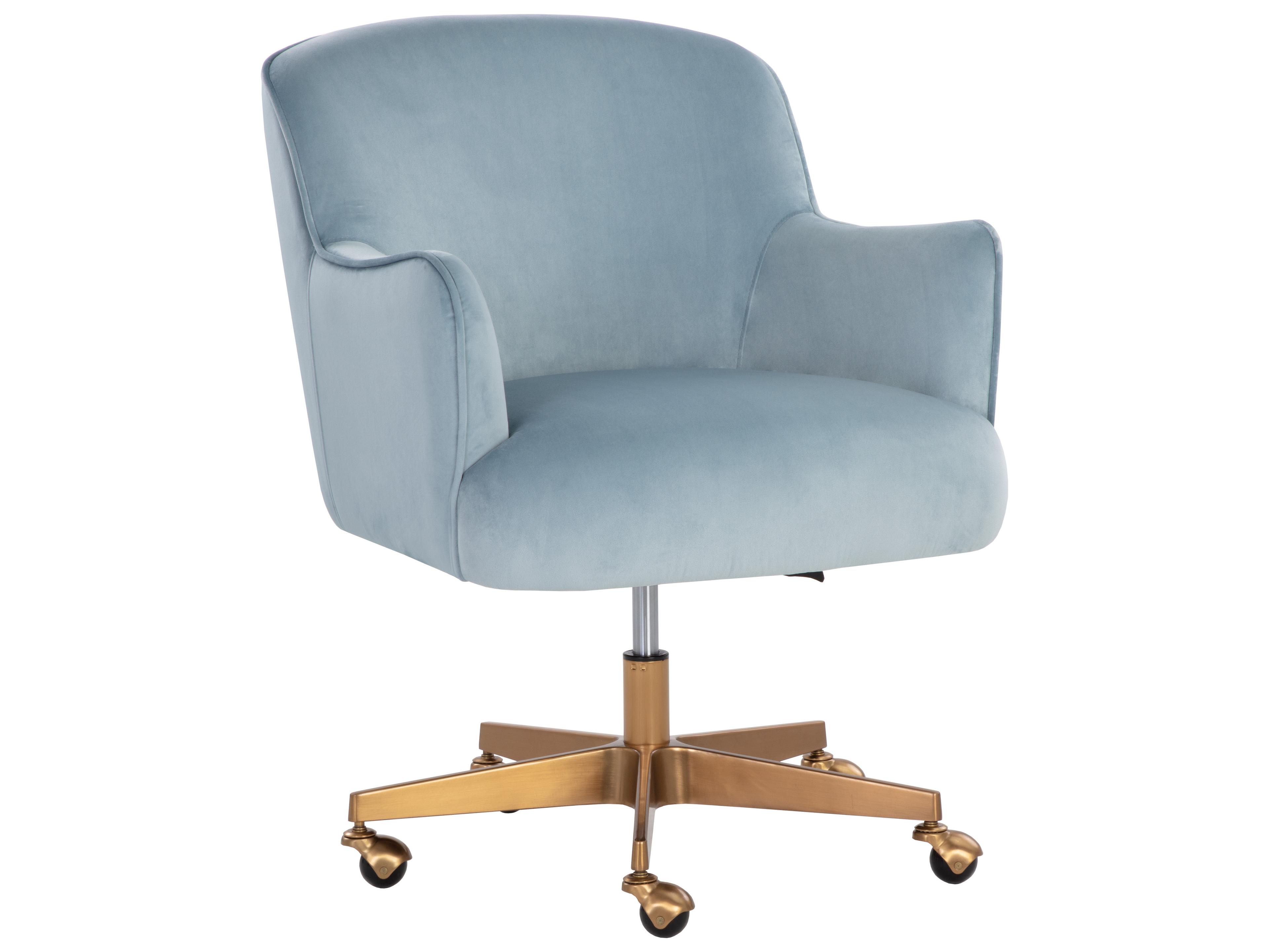 Sunpan Karina Cornflower Blue Sky Upholstered Adjustable Computer Chair