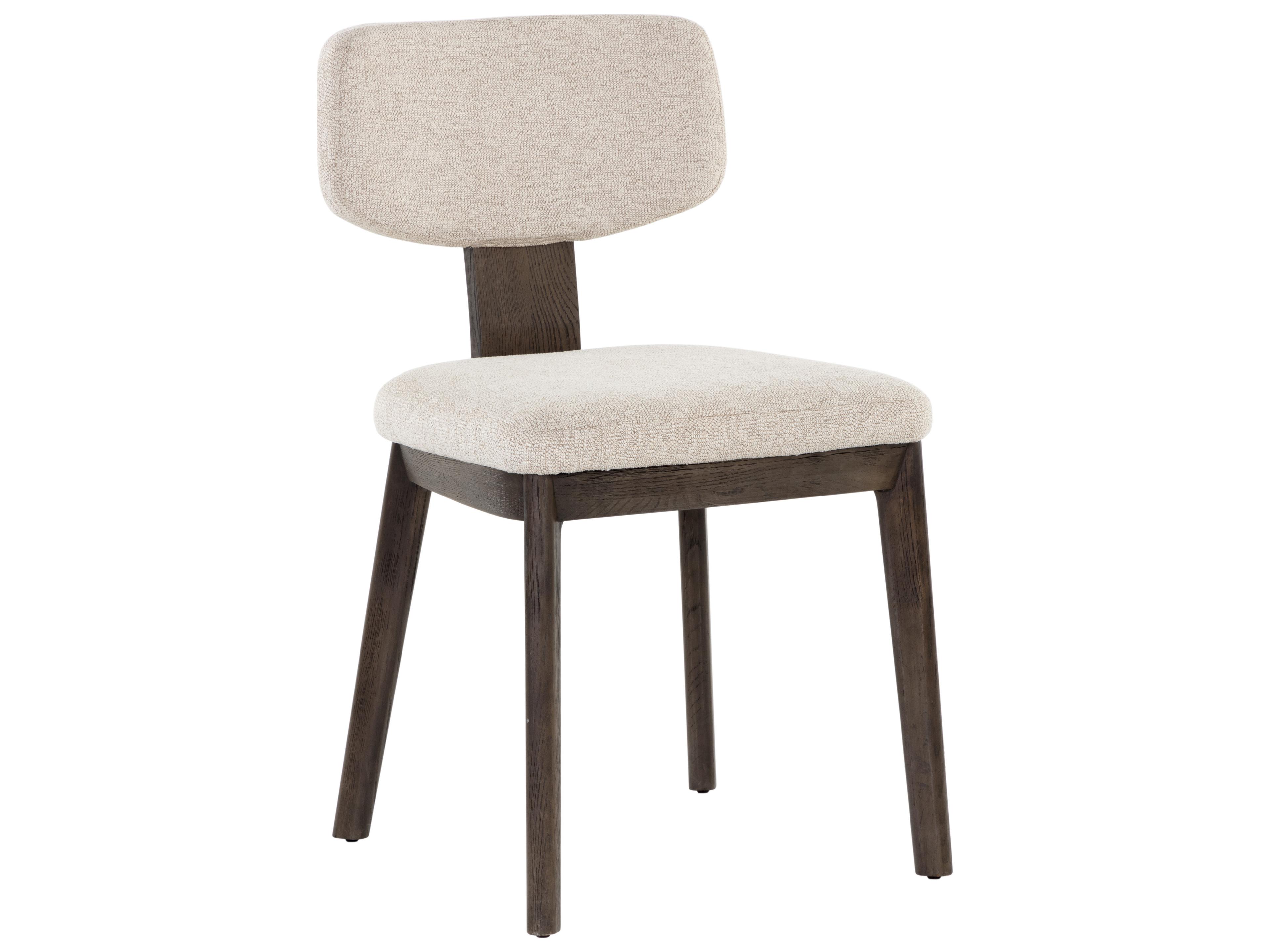 Sunpan Rickett Oak Wood Beige Upholstered Side Dining Chair